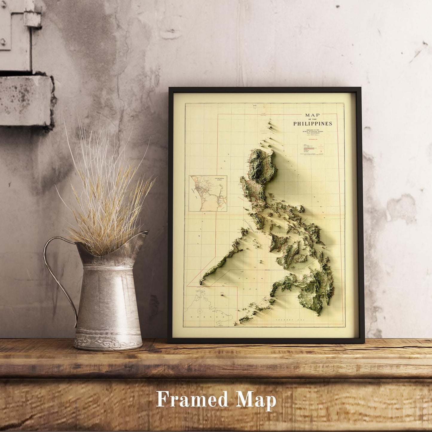 Image showing a vintage relief map of the Philippines