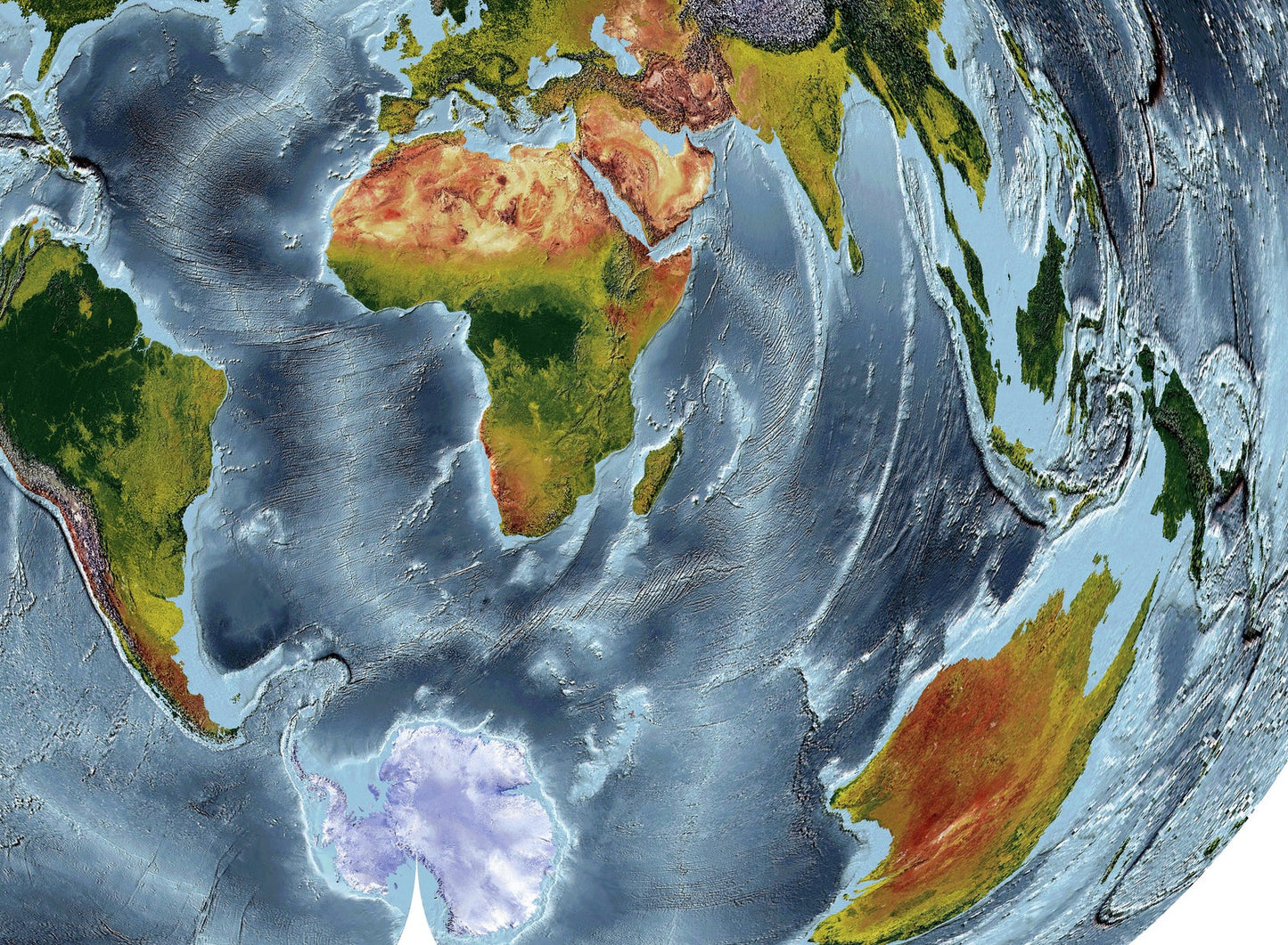 Image showing a vintage relief world map