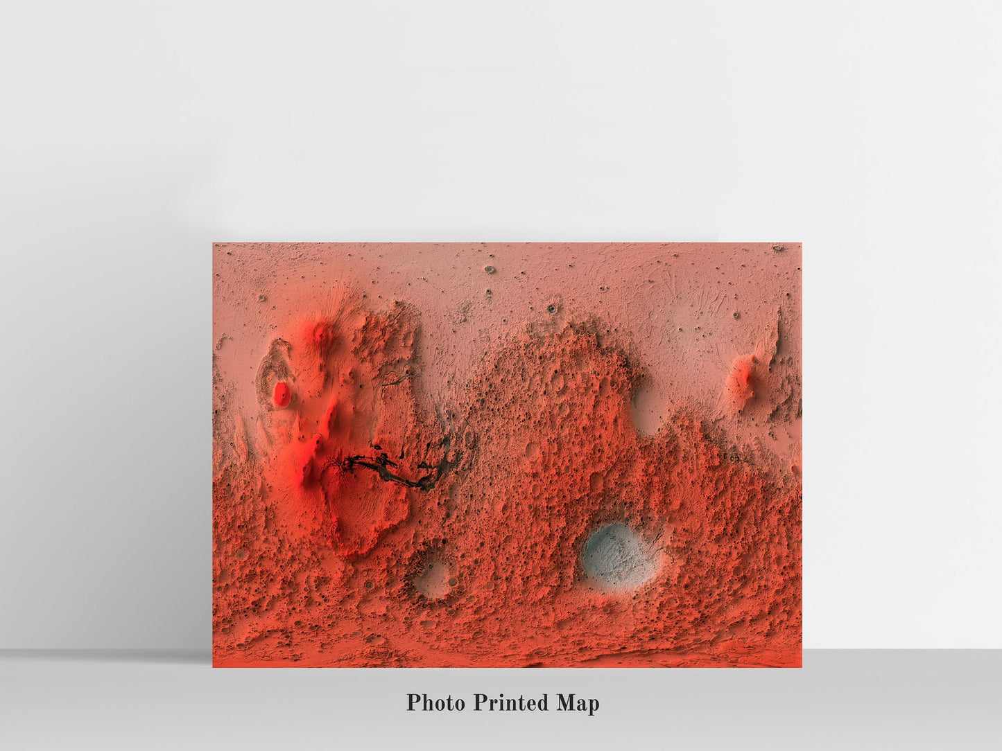 Mars Shaded relief map print, highlighting topography. Ideal for home decor and geography lovers