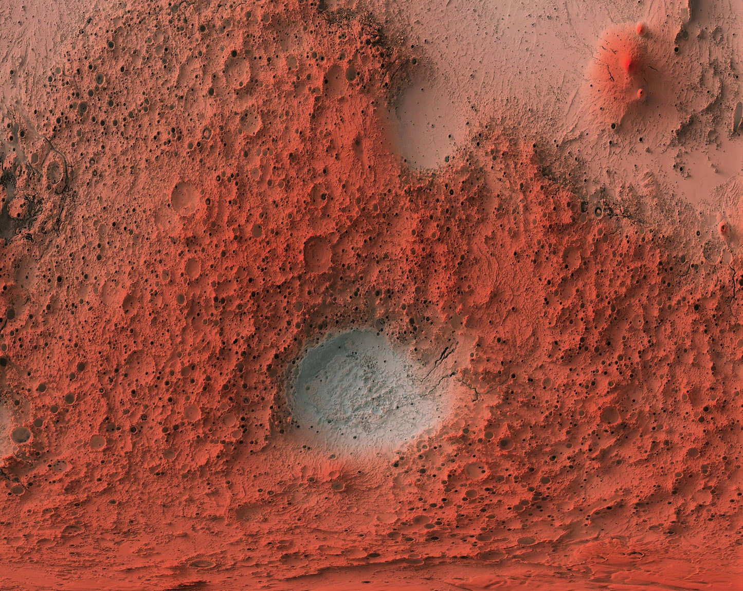Detailed close-up of a Mars relief map, showcasing textured topography and geographic contours