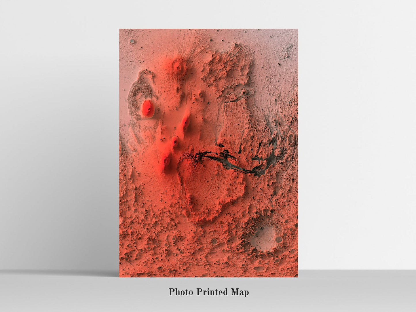 Mars Shaded relief map print, highlighting topography. Ideal for home decor and geography lovers