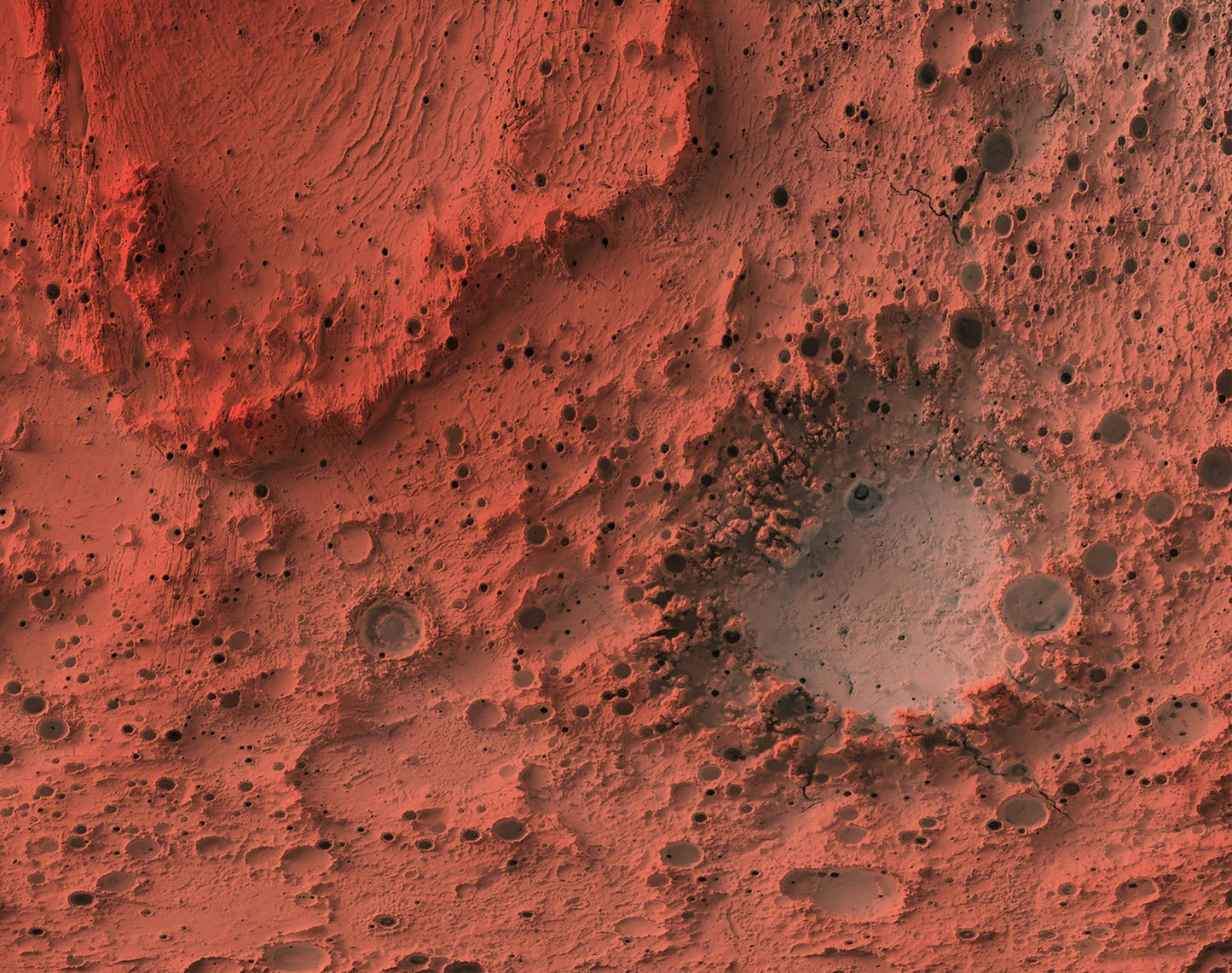 Detailed close-up of a Mars relief map, showcasing textured topography and geographic contours
