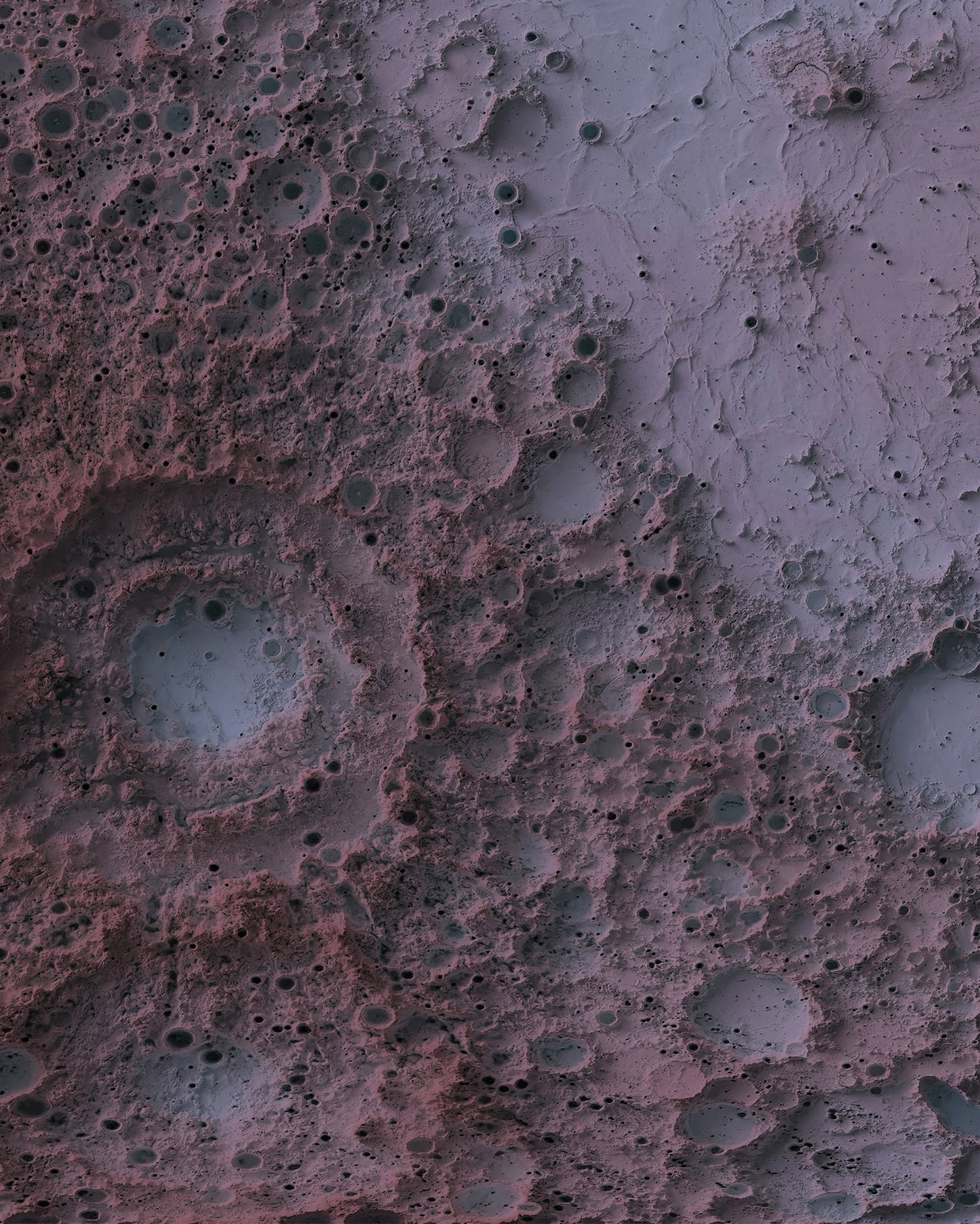 Detailed close-up of a Moon relief map, showcasing textured topography and geographic contours