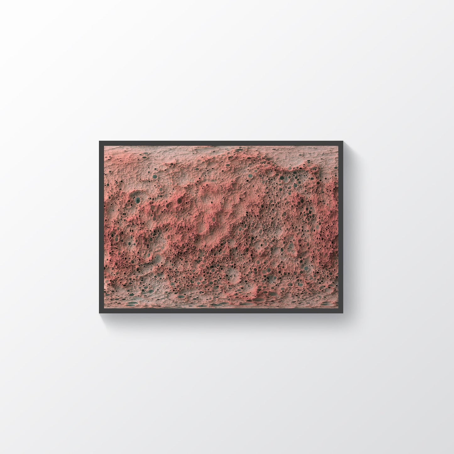 Mercury vintage framed shaded relief map in black frame. Artistic print highlighting mountains with a realistic terrain effect