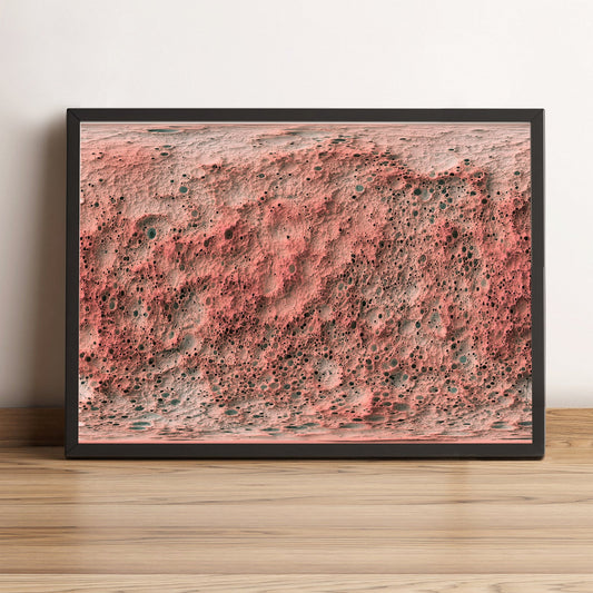 Mercury framed shaded relief map in black frame. Artistic print highlighting mountains with a realistic terrain effect