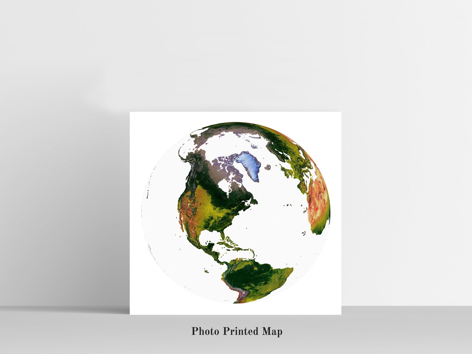 The World From Space Projection World Shaded relief map print, highlighting topography. Ideal for home decor and geography lovers