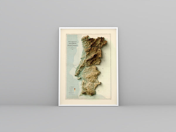 Image showing a vintage relief map of Portugal