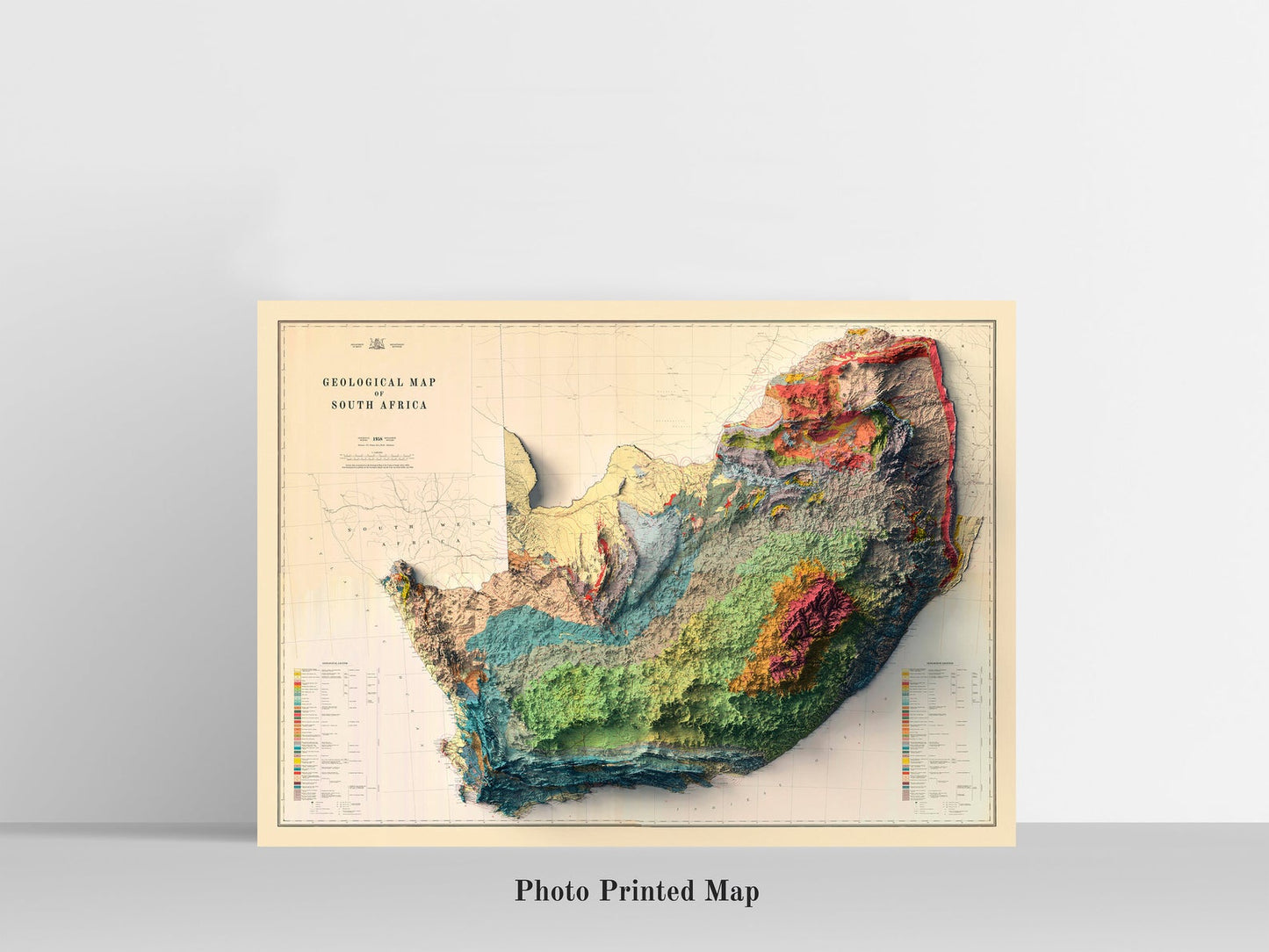 South Africa Shaded relief map print, highlighting topography. Ideal for home decor and geography lovers