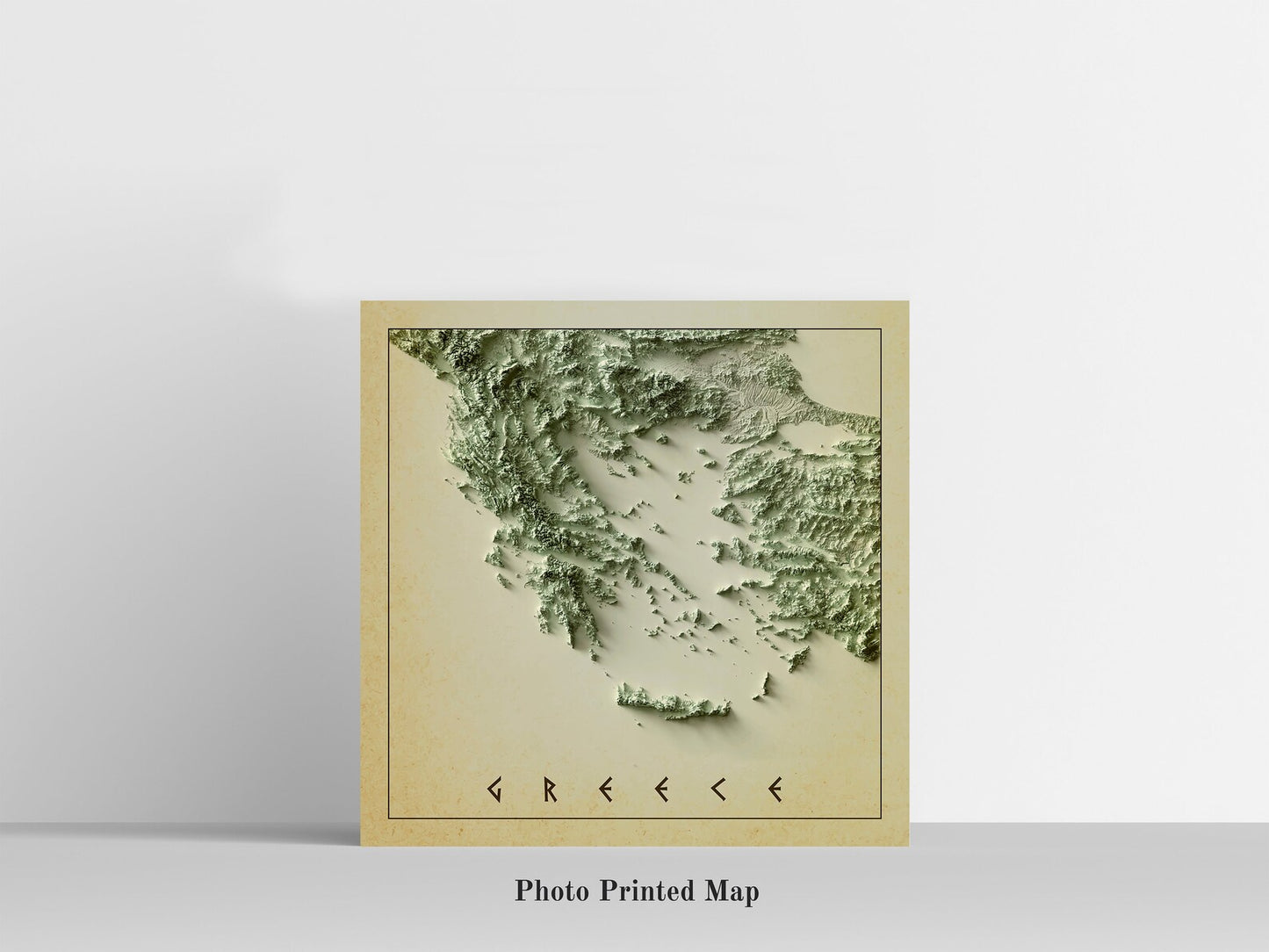 Greece Shaded relief map print, highlighting topography. Ideal for home decor and geography lovers