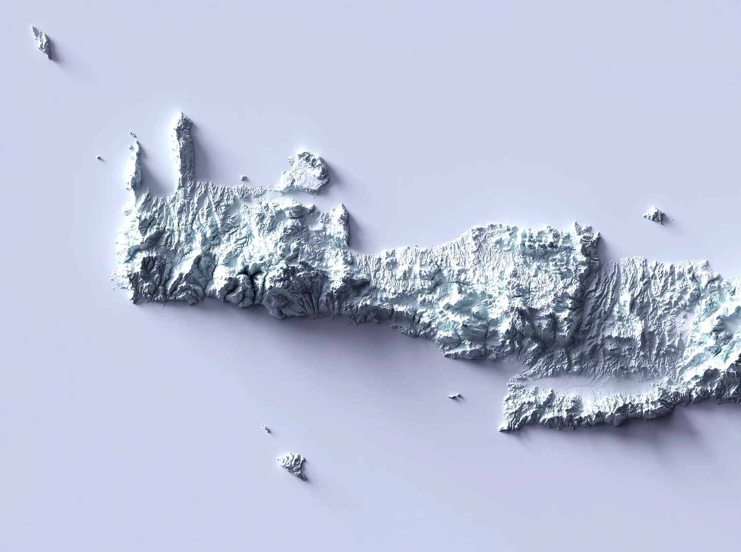 Detailed close-up of a vintage Crete (Greece) relief map, showcasing textured topography and geographic contours