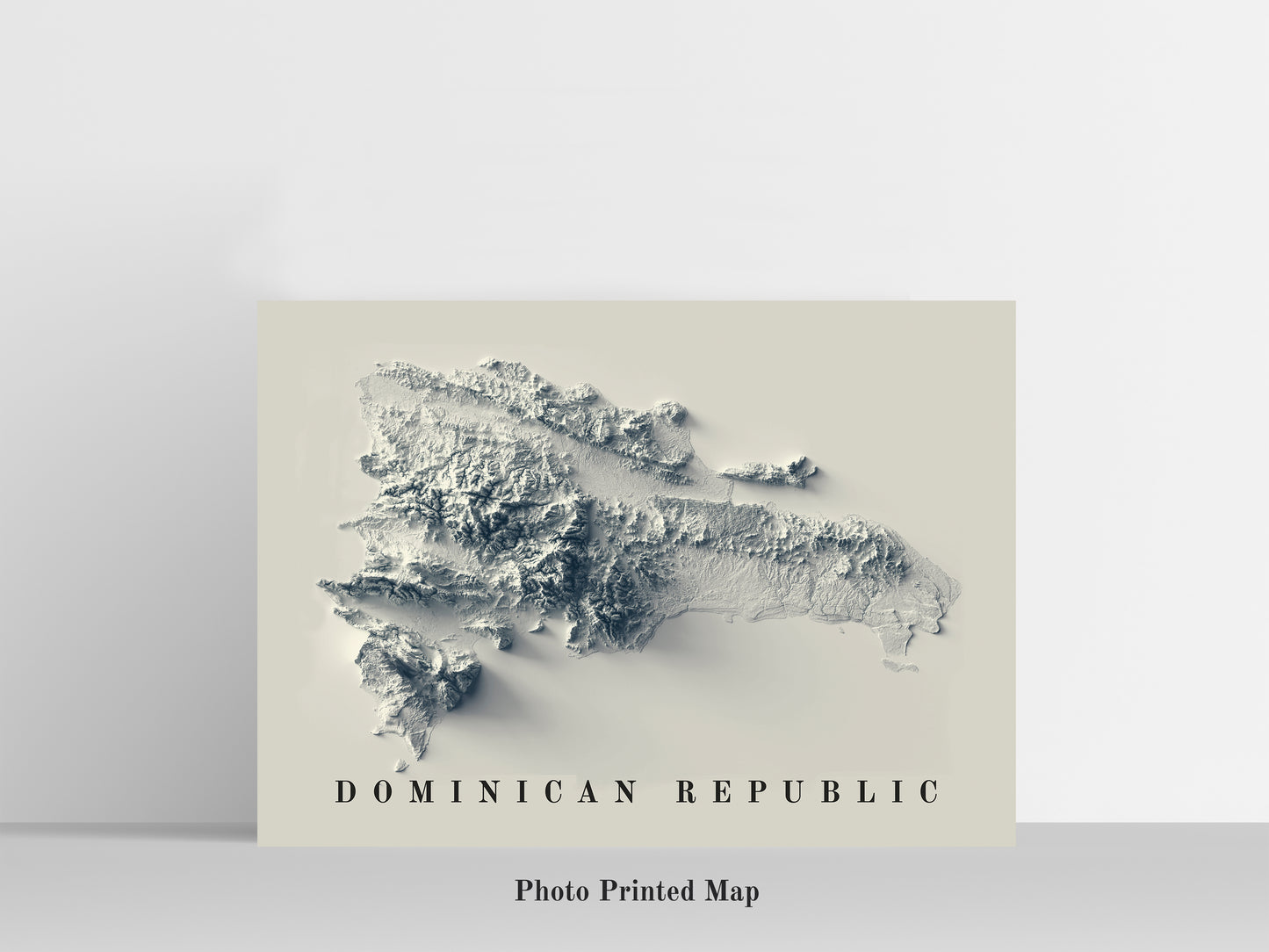 Dominican Republic Shaded relief map print, highlighting topography. Ideal for home decor and geography lovers
