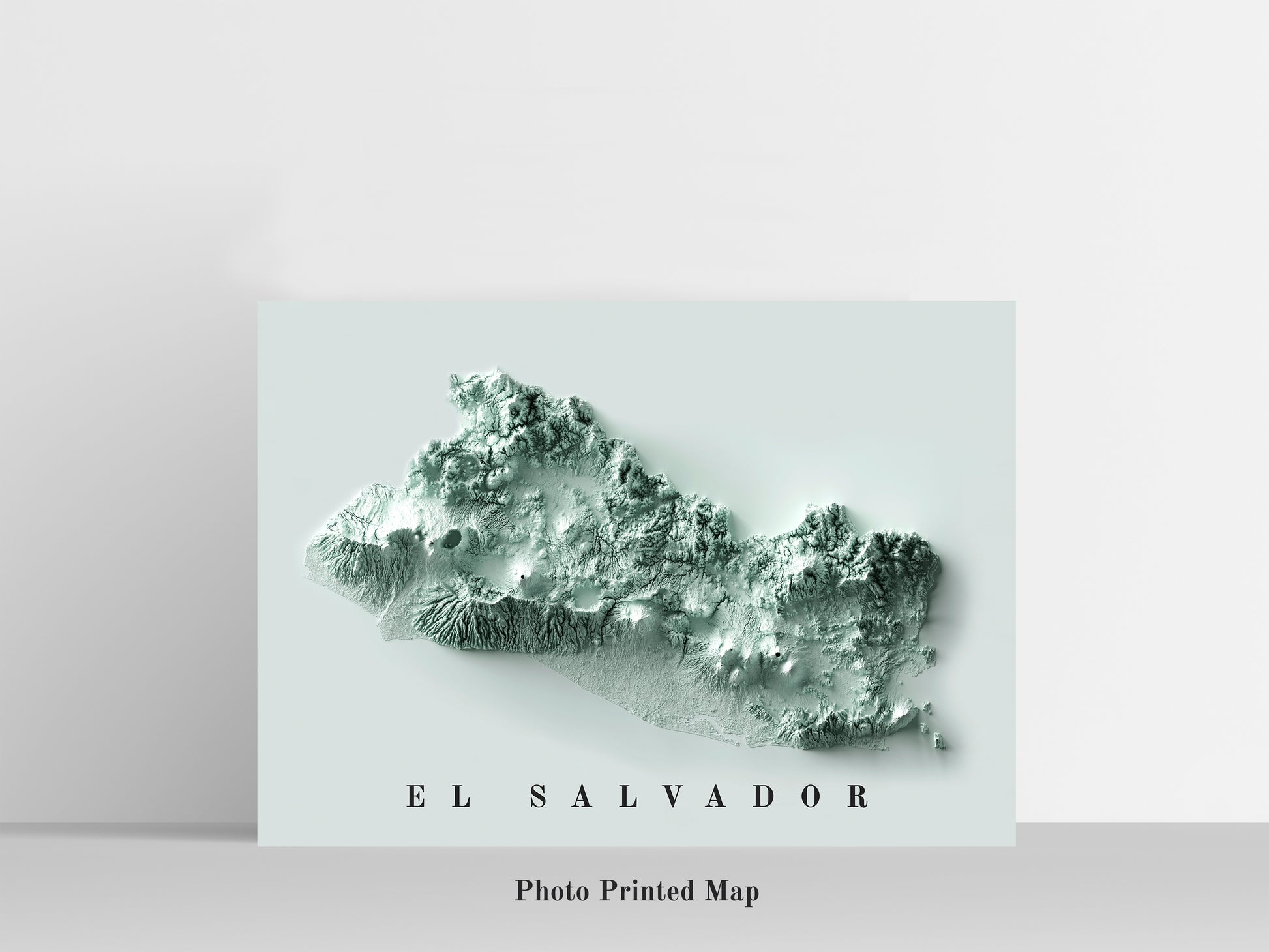 El Salvador Shaded relief map print, highlighting topography. Ideal for home decor and geography lovers