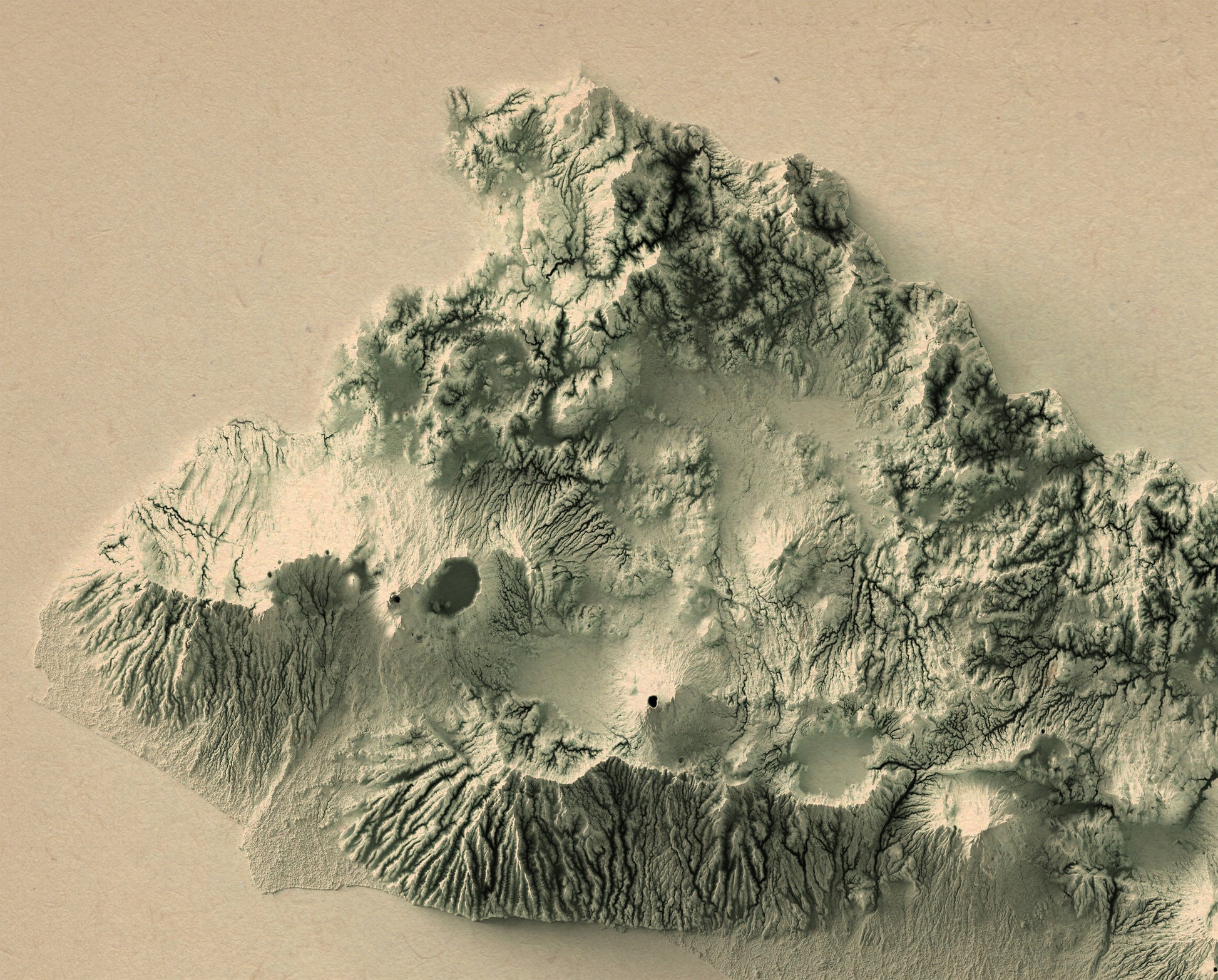 Detailed close-up of a vintage El Salvador map, showcasing textured topography and geographic contours