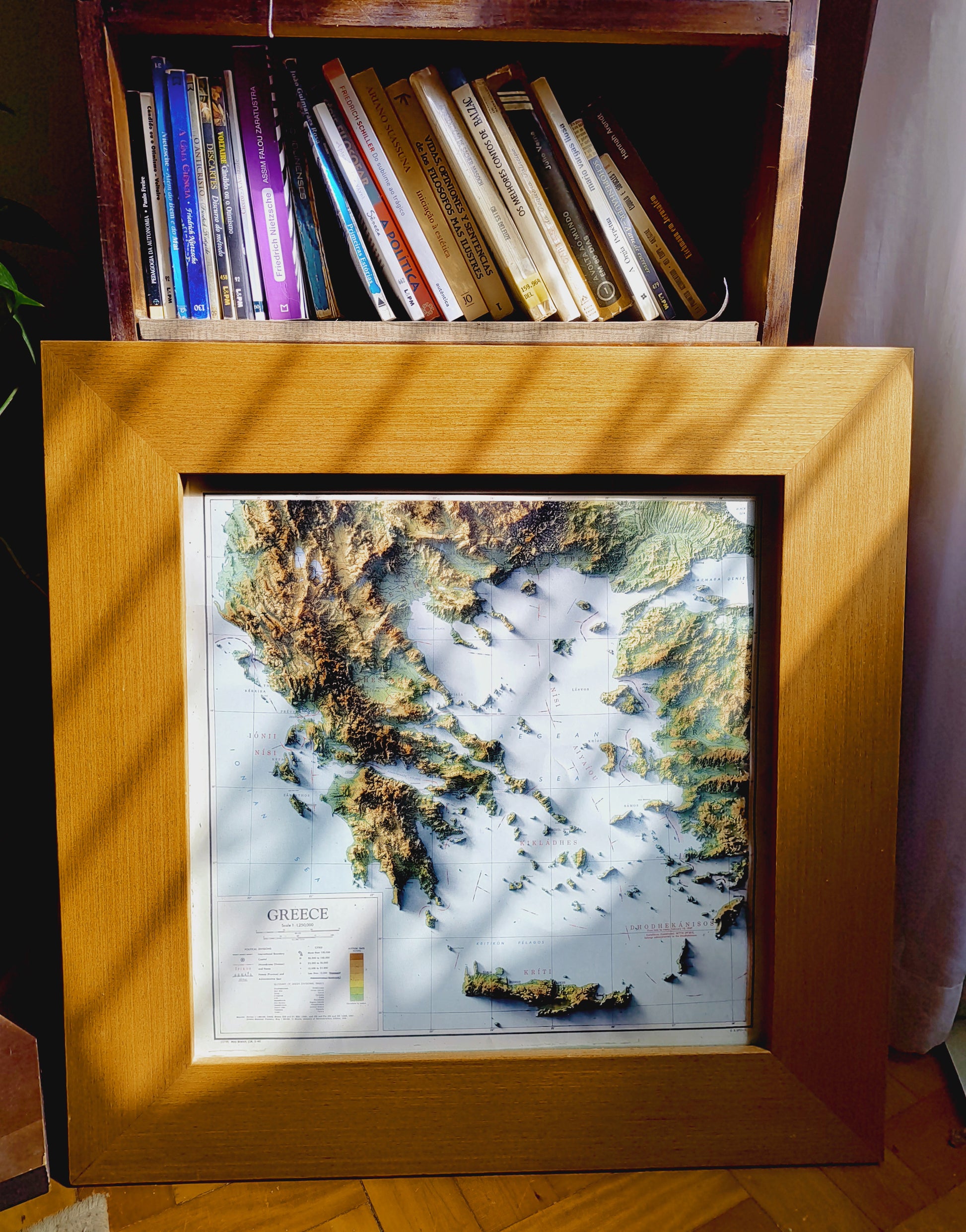 vintage shaded relief map of greece