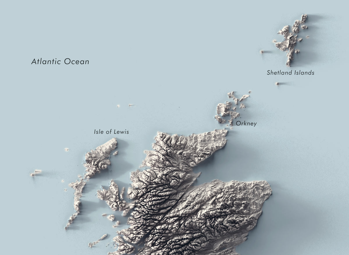 British Isles Labeled Ocean Relief Map | Countries, Capitals, Oceans & Islands | UK Minimalist Map (Cópia)