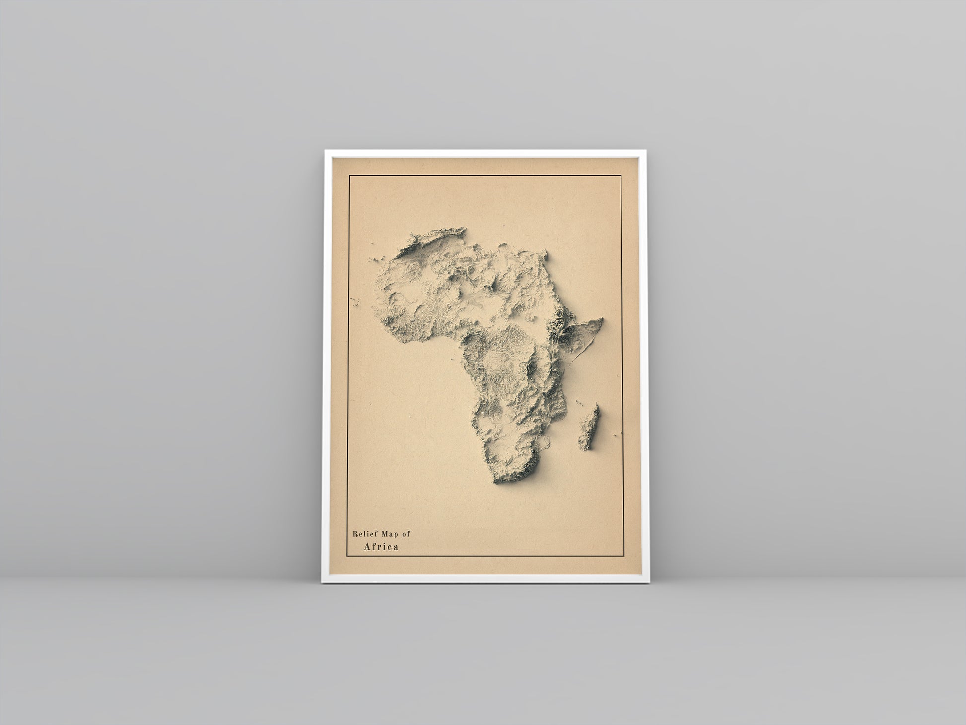 vintage shaded relief map of Africa