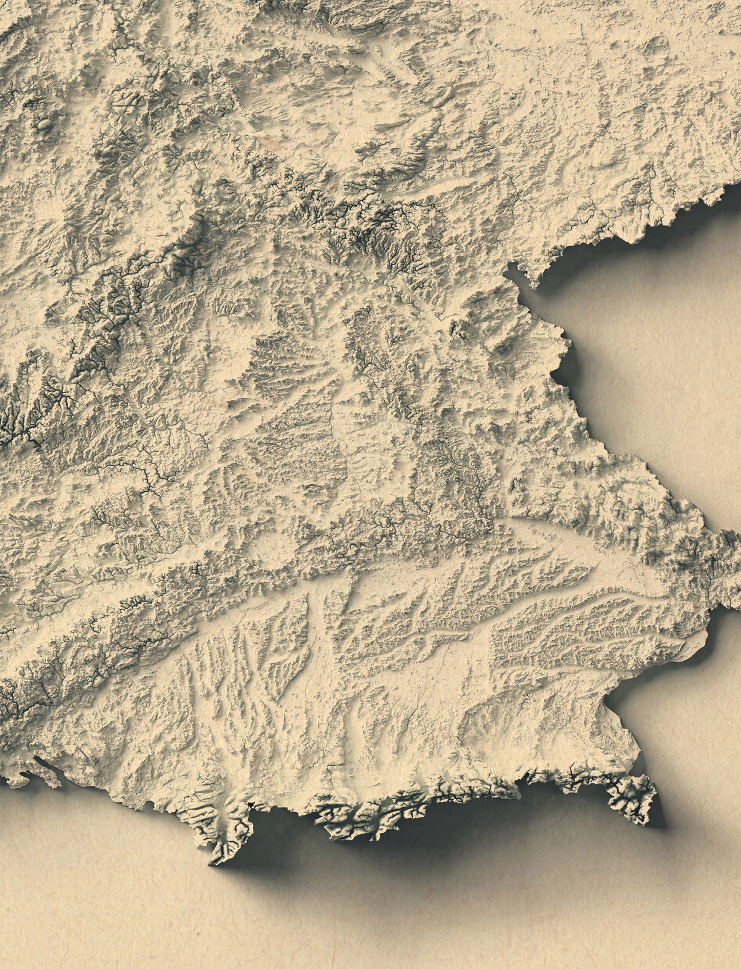 vintage shaded relief map of Germany