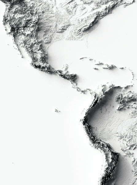 vintage shaded relief map of The Americas