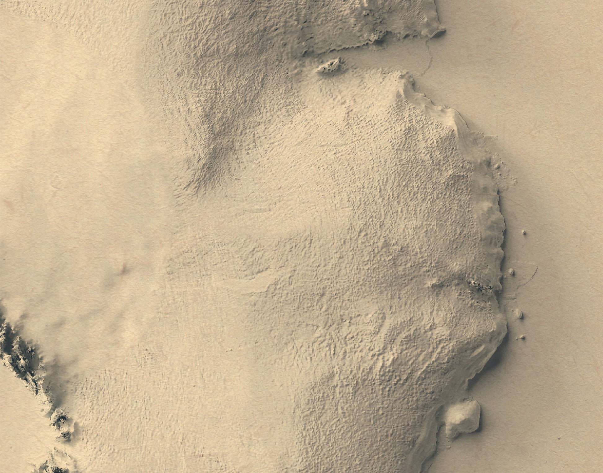 vintage shaded relief map of Antarctica