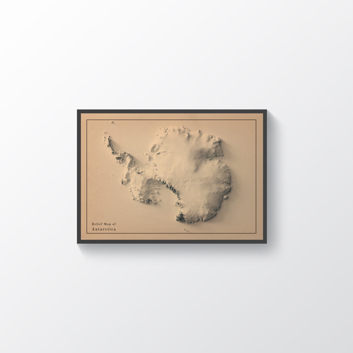 vintage shaded relief map of Antarctica