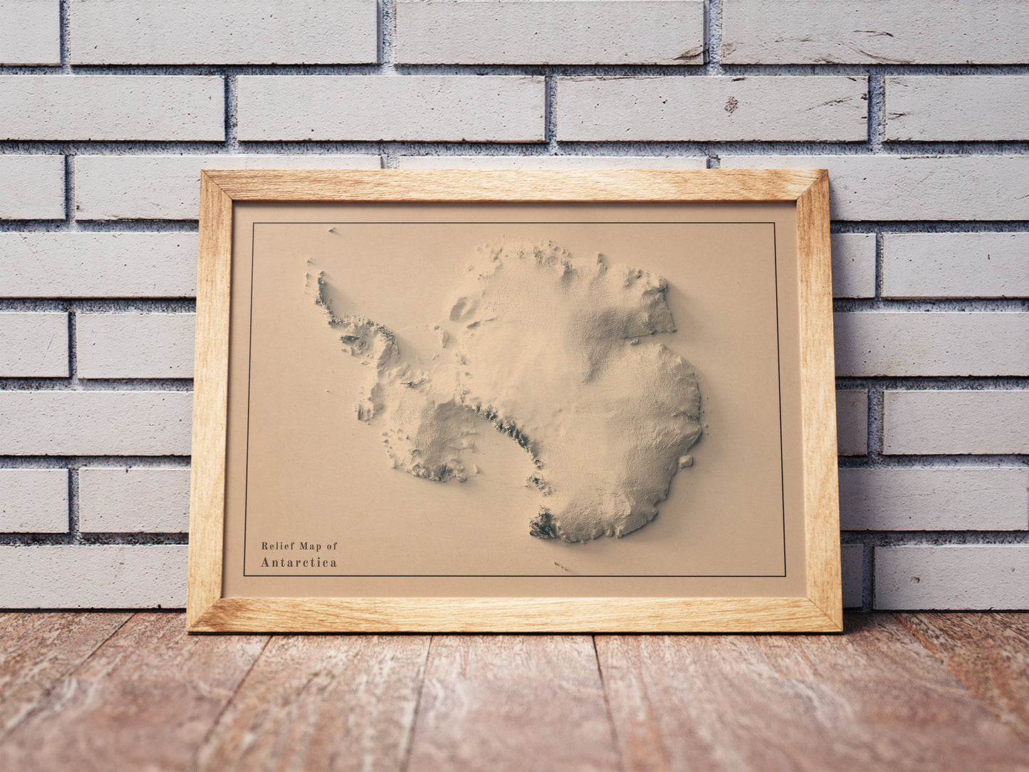 vintage shaded relief map of Antarctica