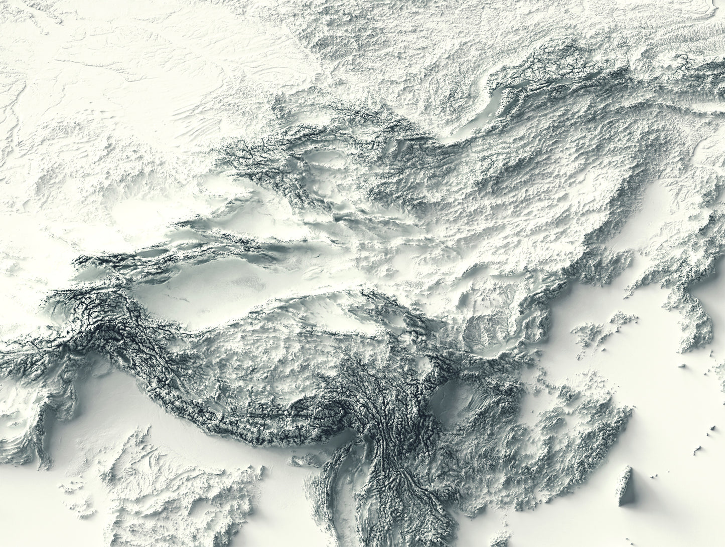 vintage shaded relief map of Asia