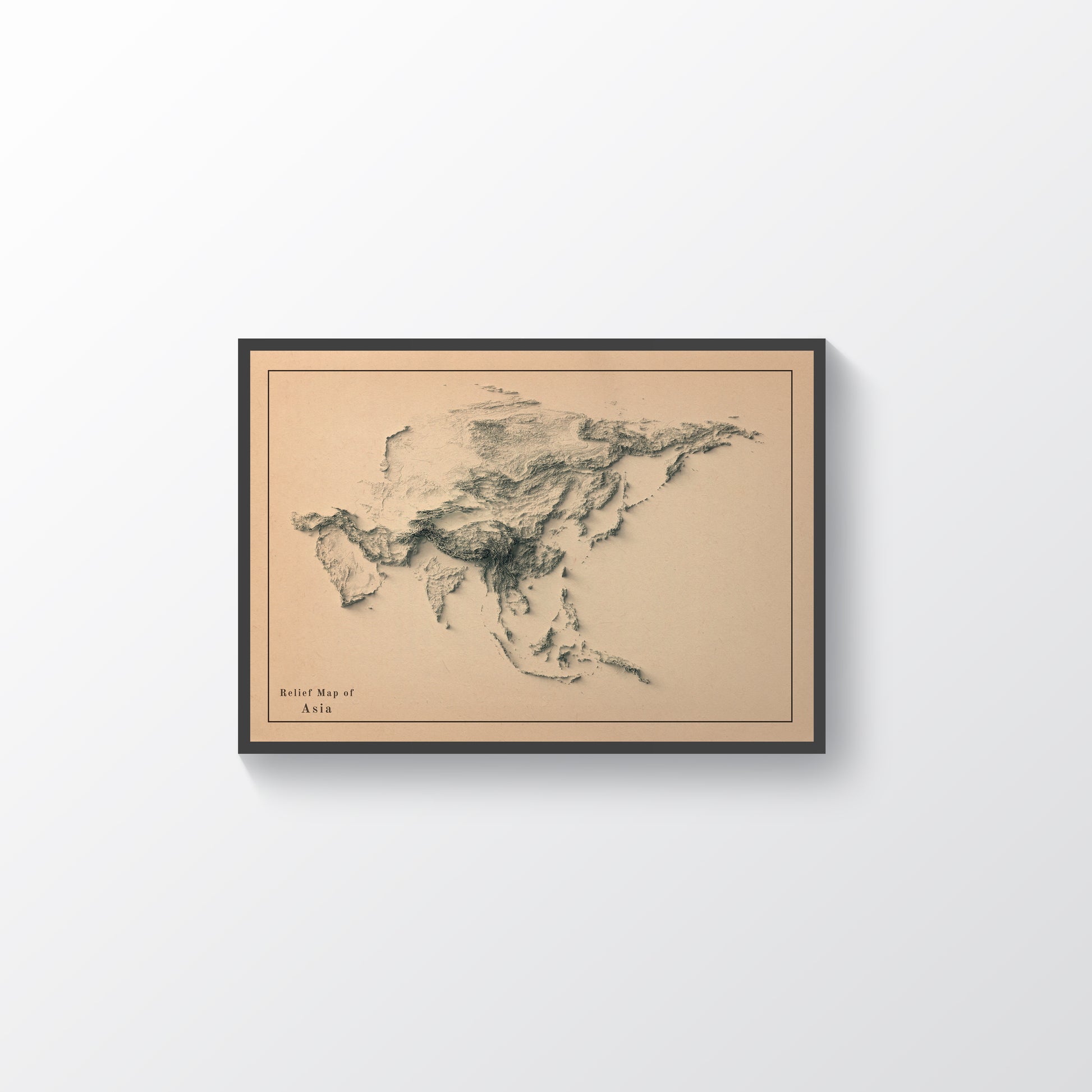 vintage shaded relief map of Asia