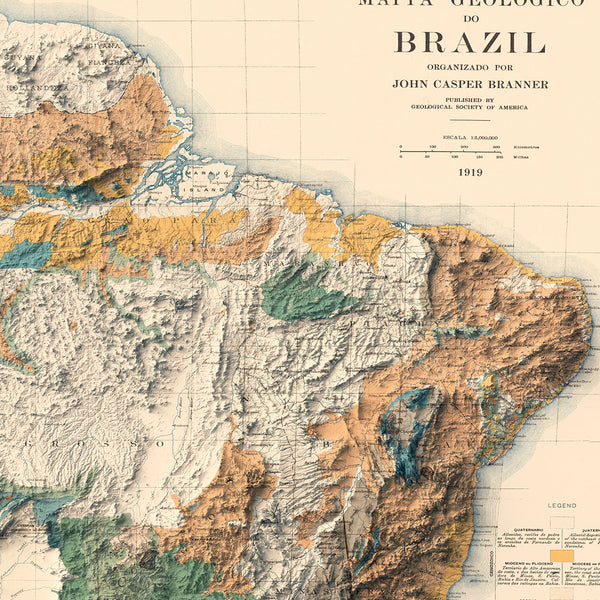 vintage shaded relief map of brazil