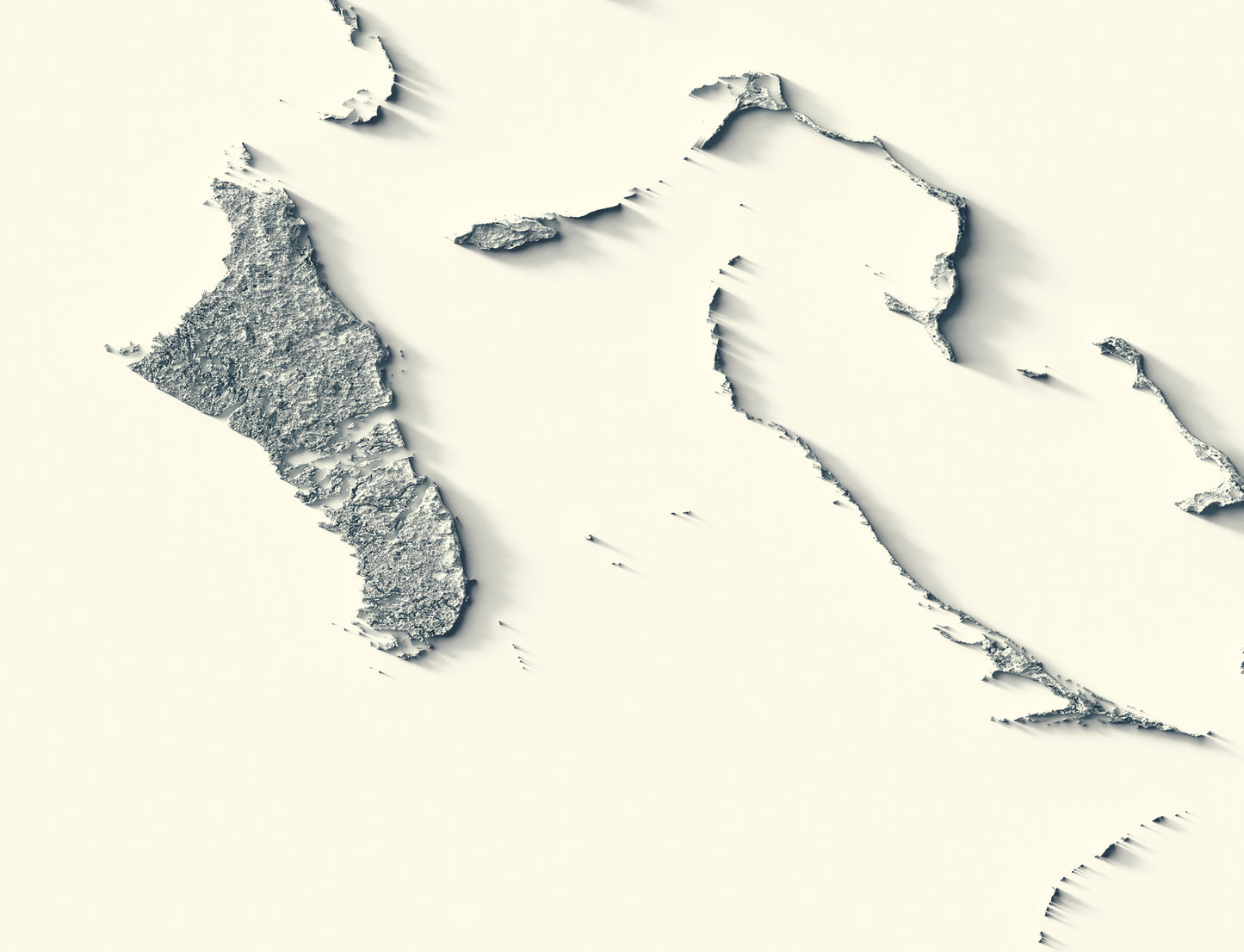 Detailed close-up of a Bahamas relief map, showcasing textured topography and geographic contours