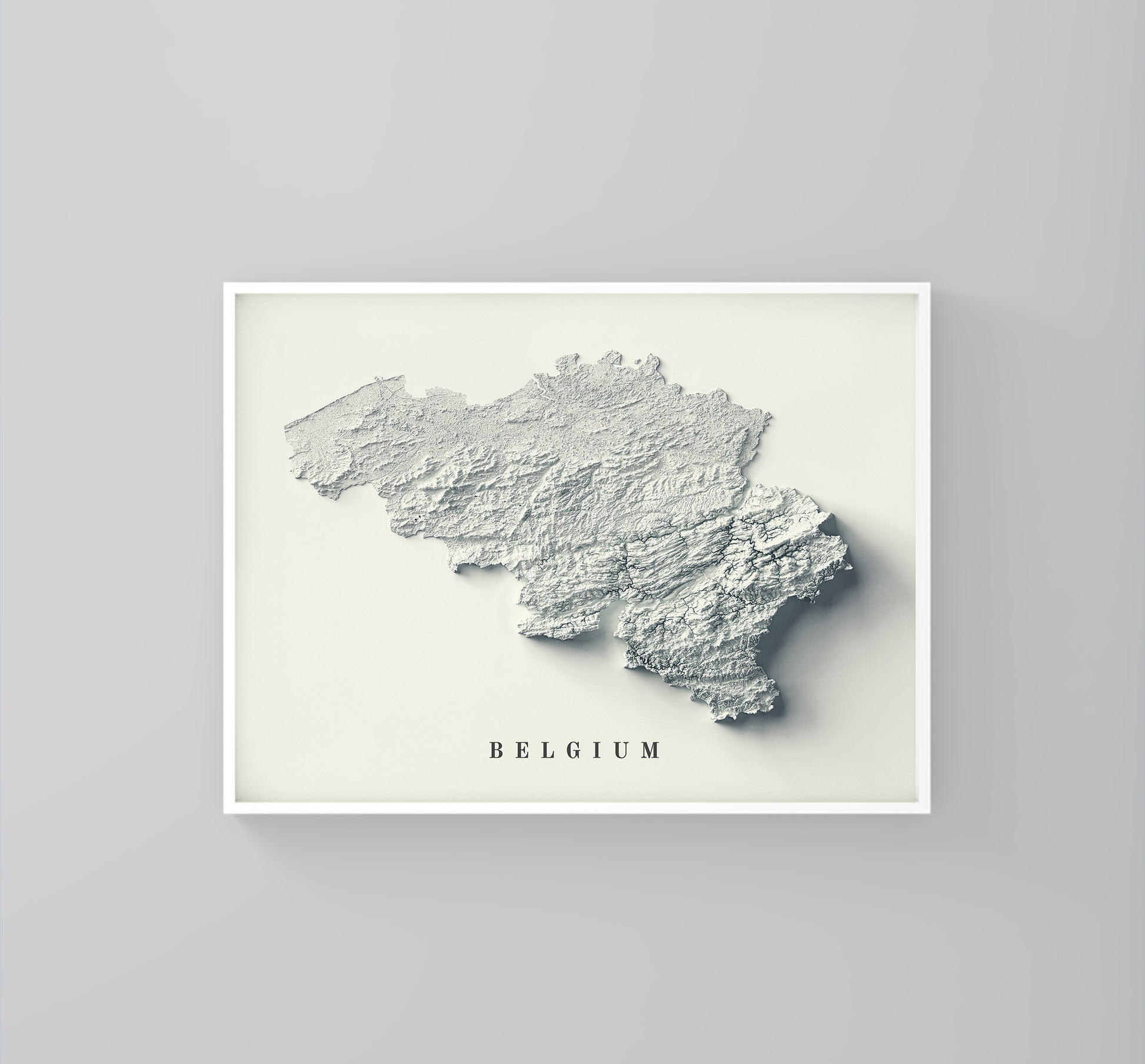 vintage shaded relief map of Belgium