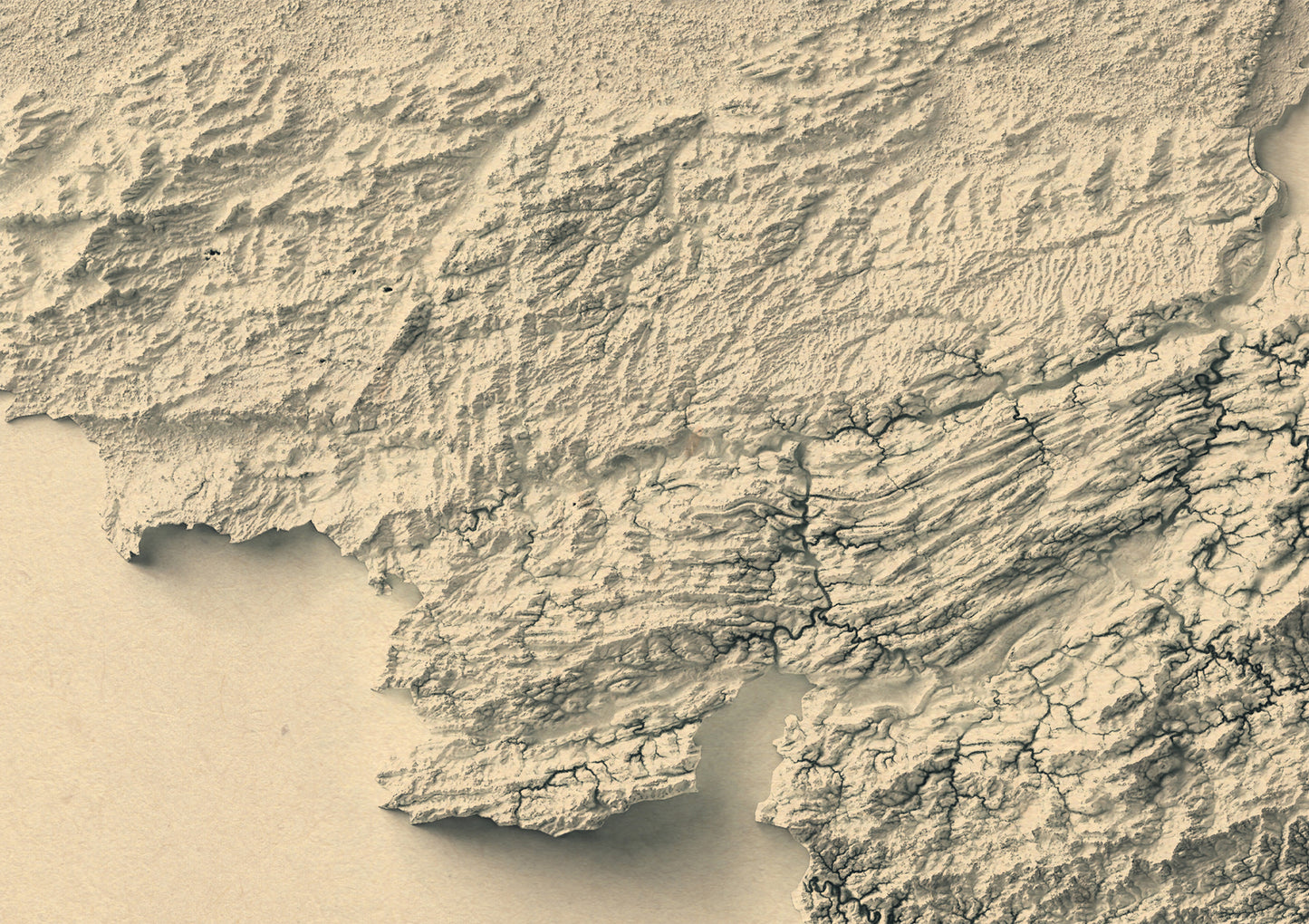 vintage shaded relief map of Belgium