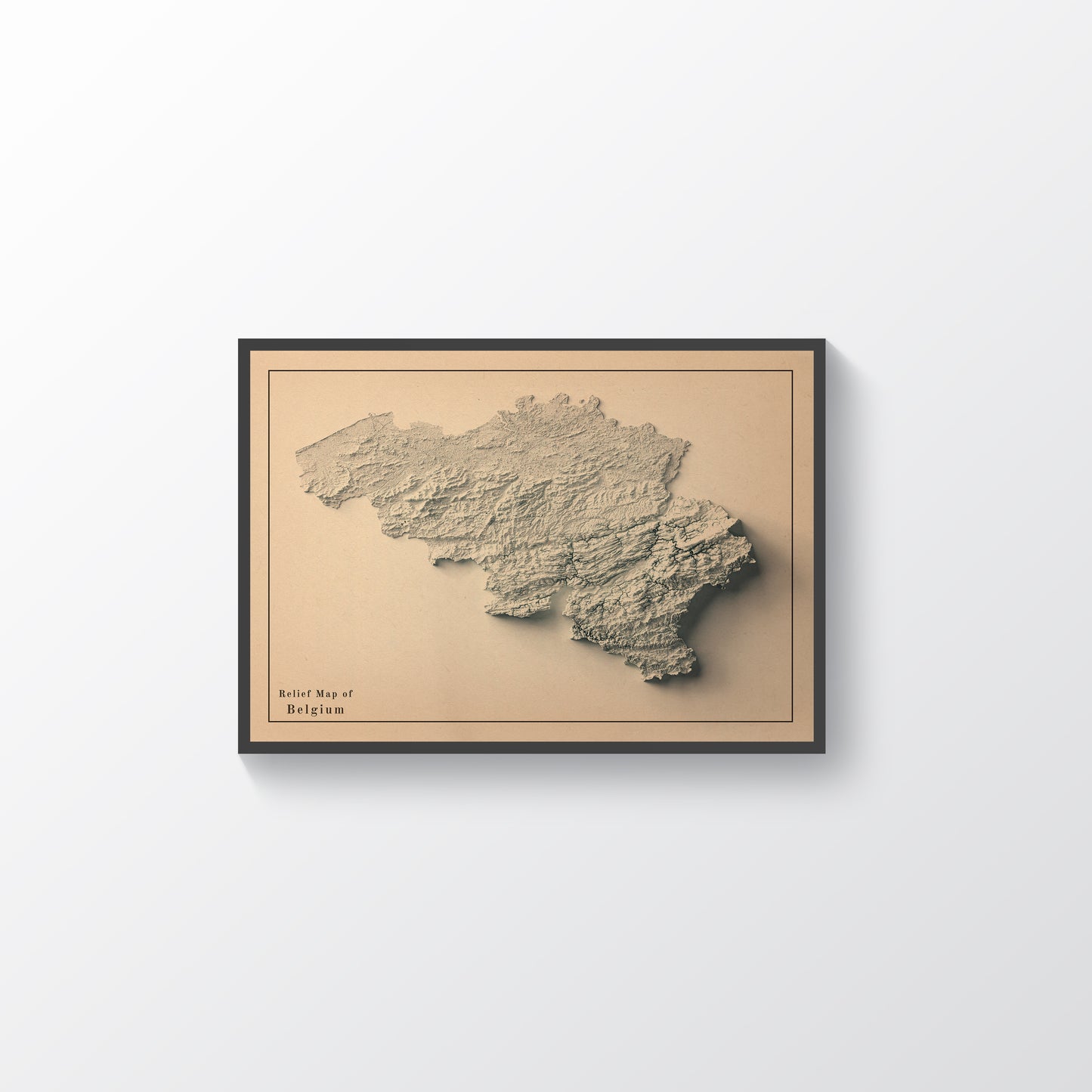 vintage shaded relief map of Belgium