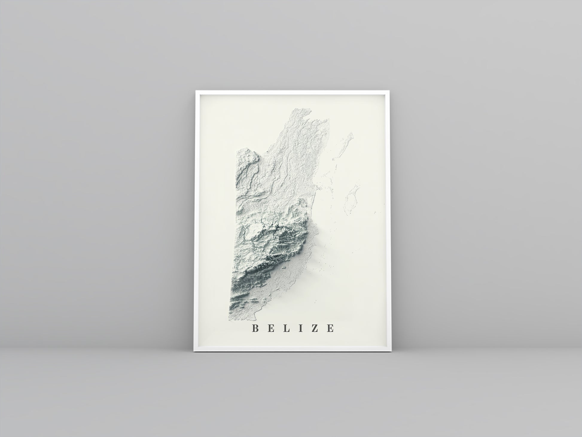 vintage shaded relief map of Belize
