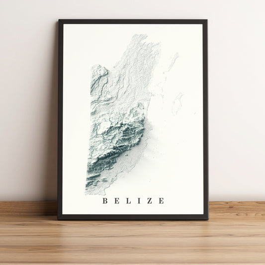 vintage shaded relief map of Belize