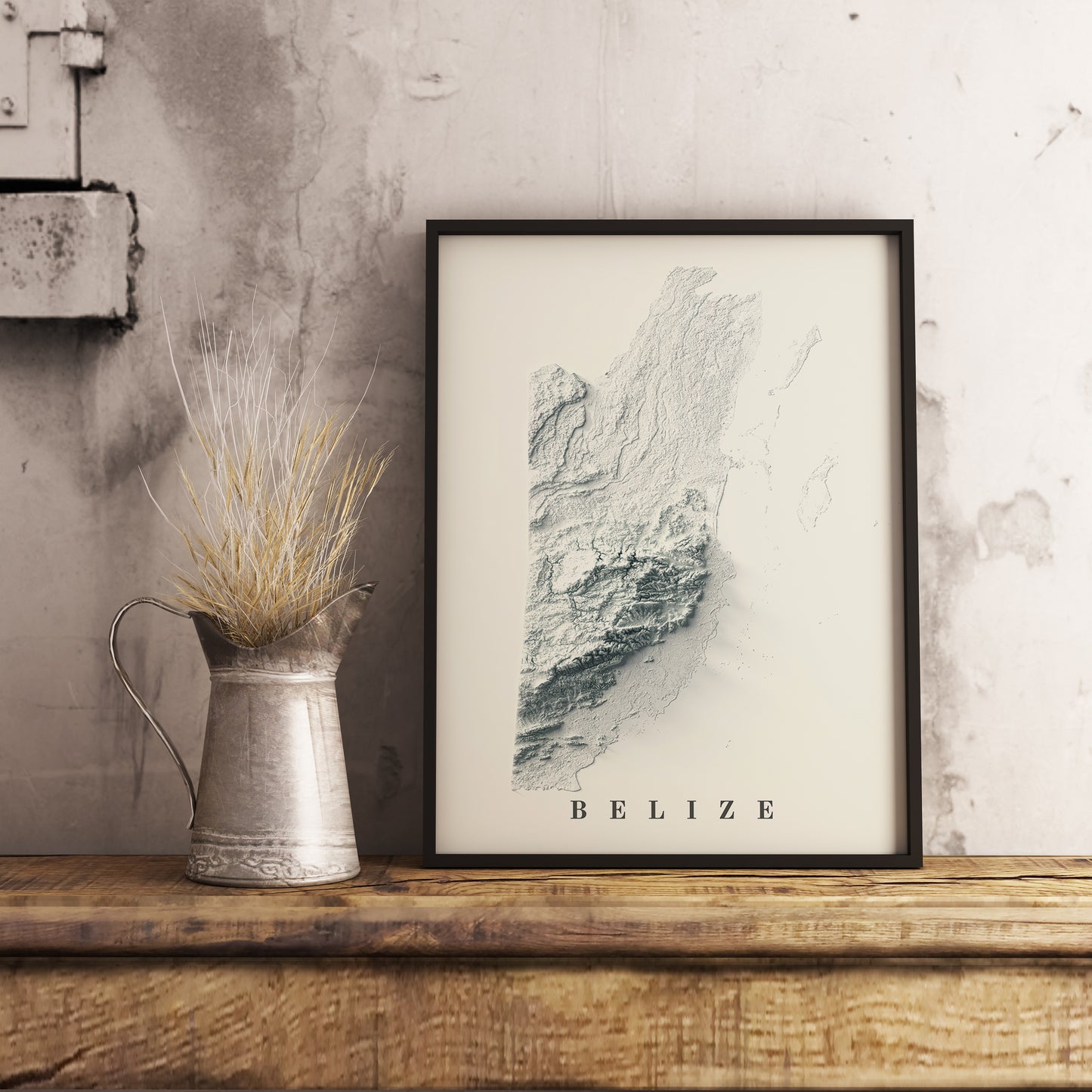 vintage shaded relief map of Belize