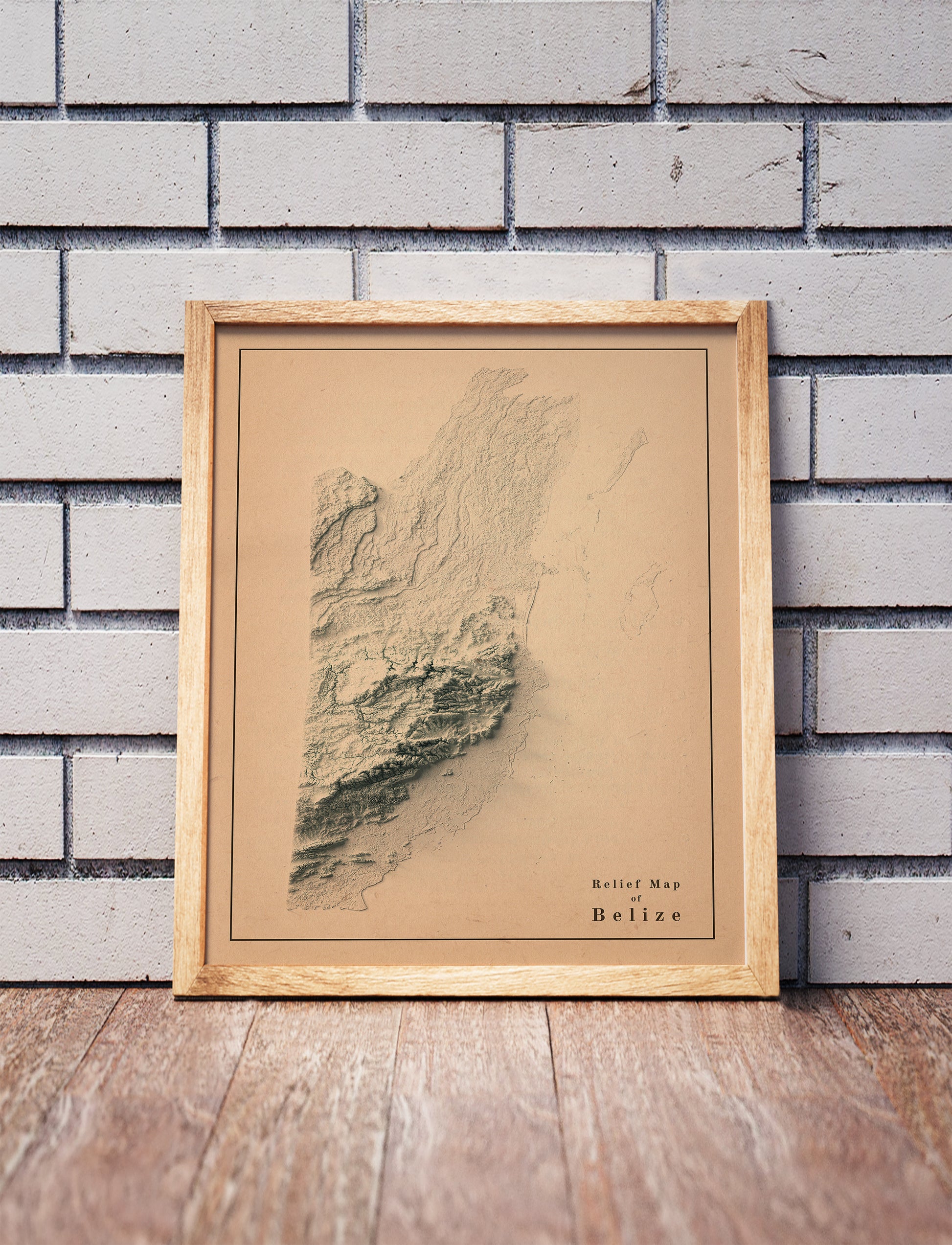 vintage shaded relief map of Belize