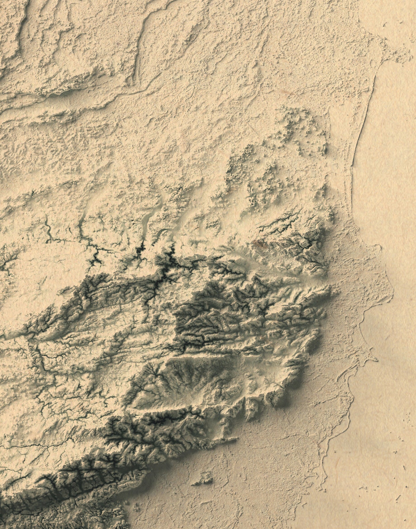 vintage shaded relief map of Belize