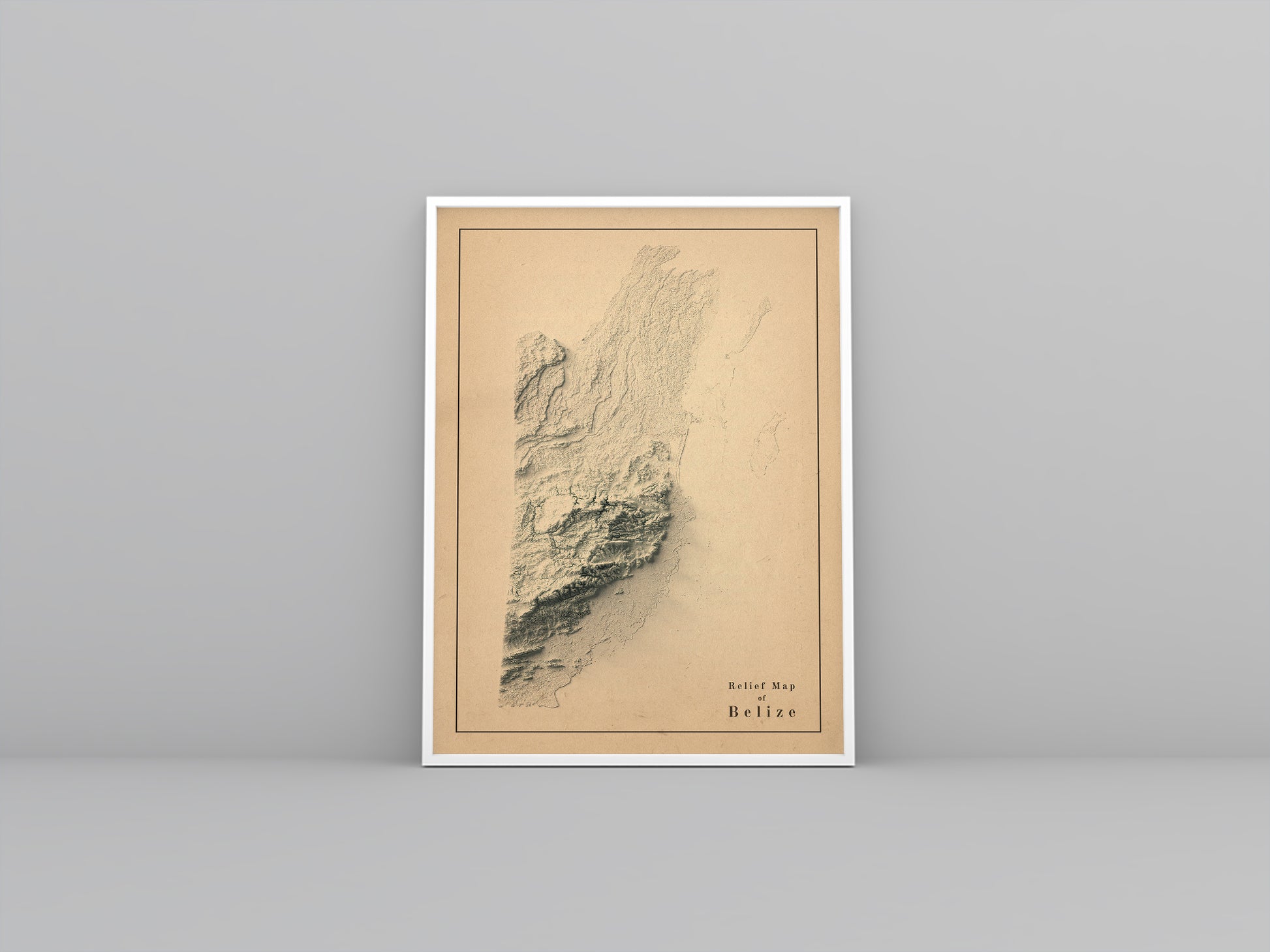 vintage shaded relief map of Belize