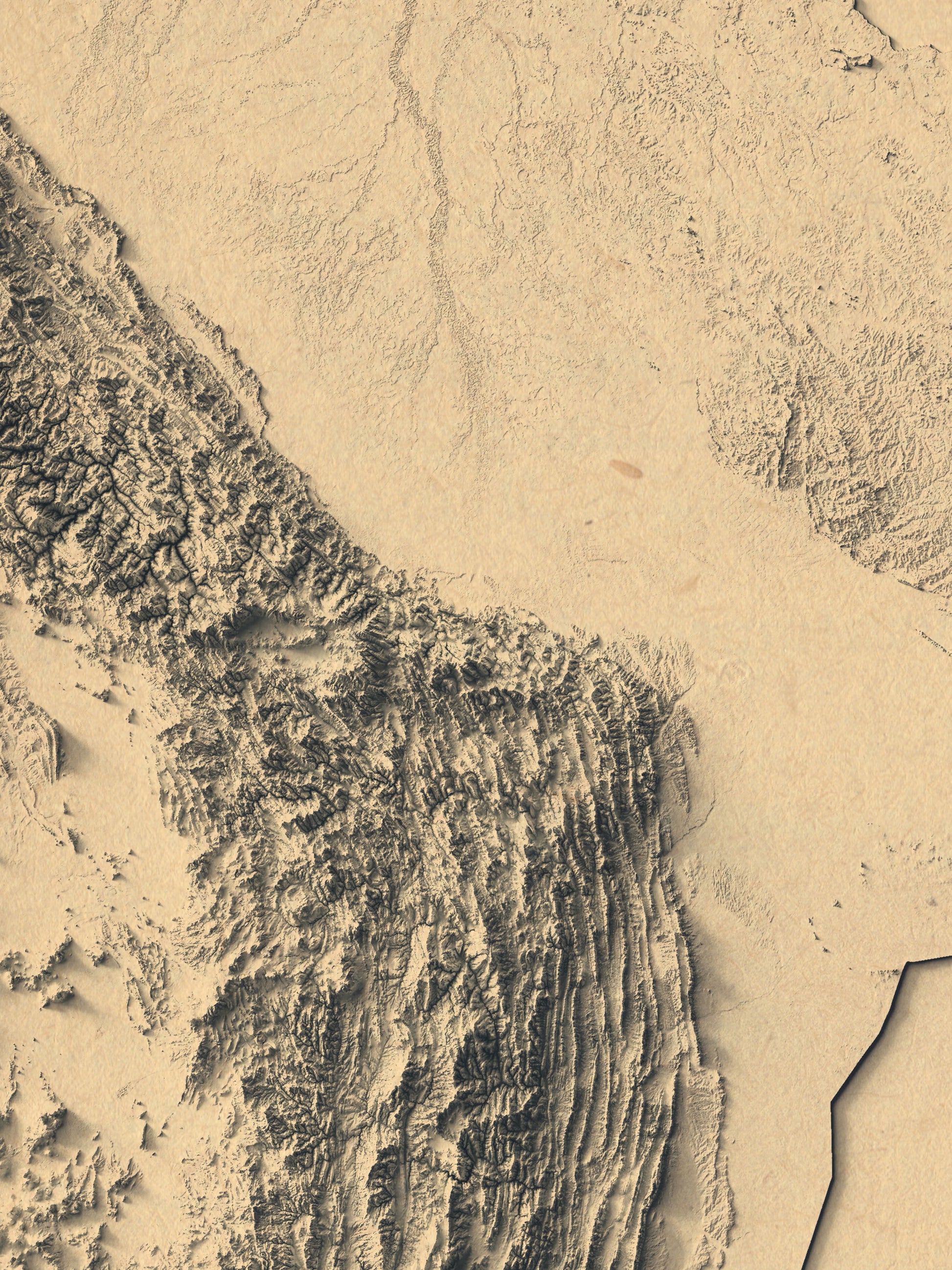 Detailed close-up of a vintage Bolivia relief map, showcasing textured topography and geographic contours