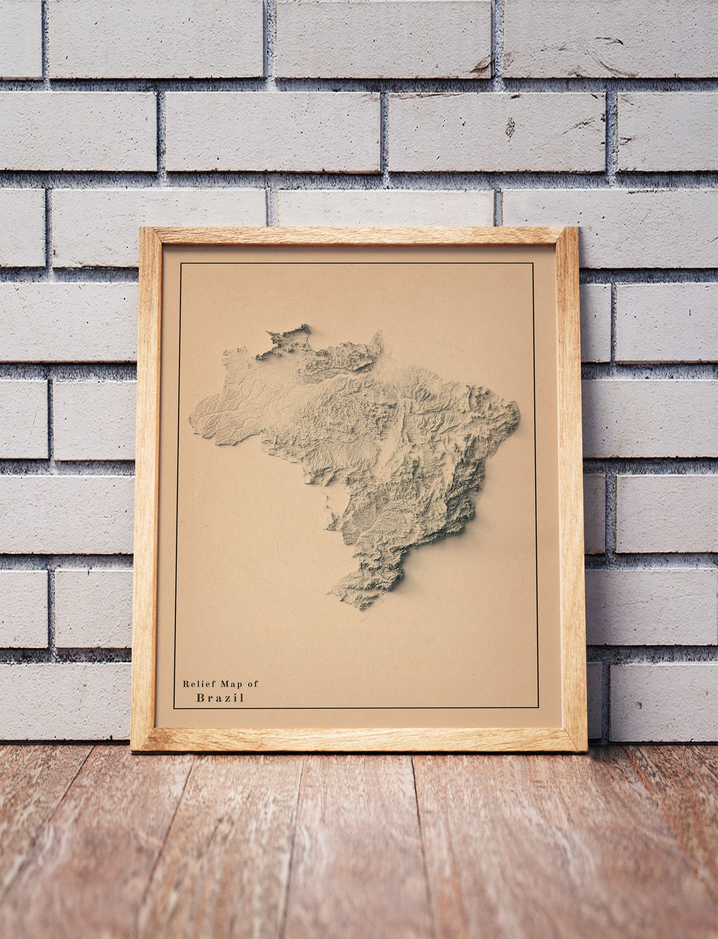 vintage shaded relief map of Brazil