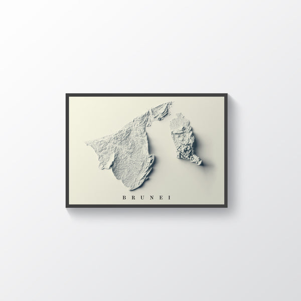 vintage shaded relief map of Brunei