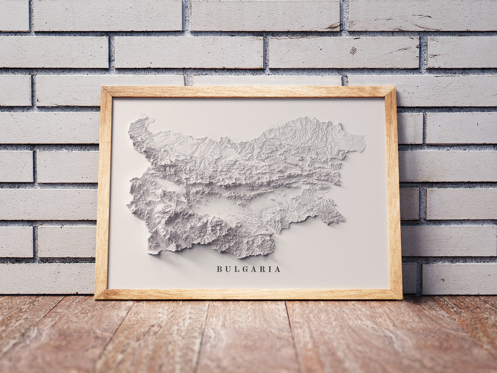 vintage shaded relief map of Bulgaria