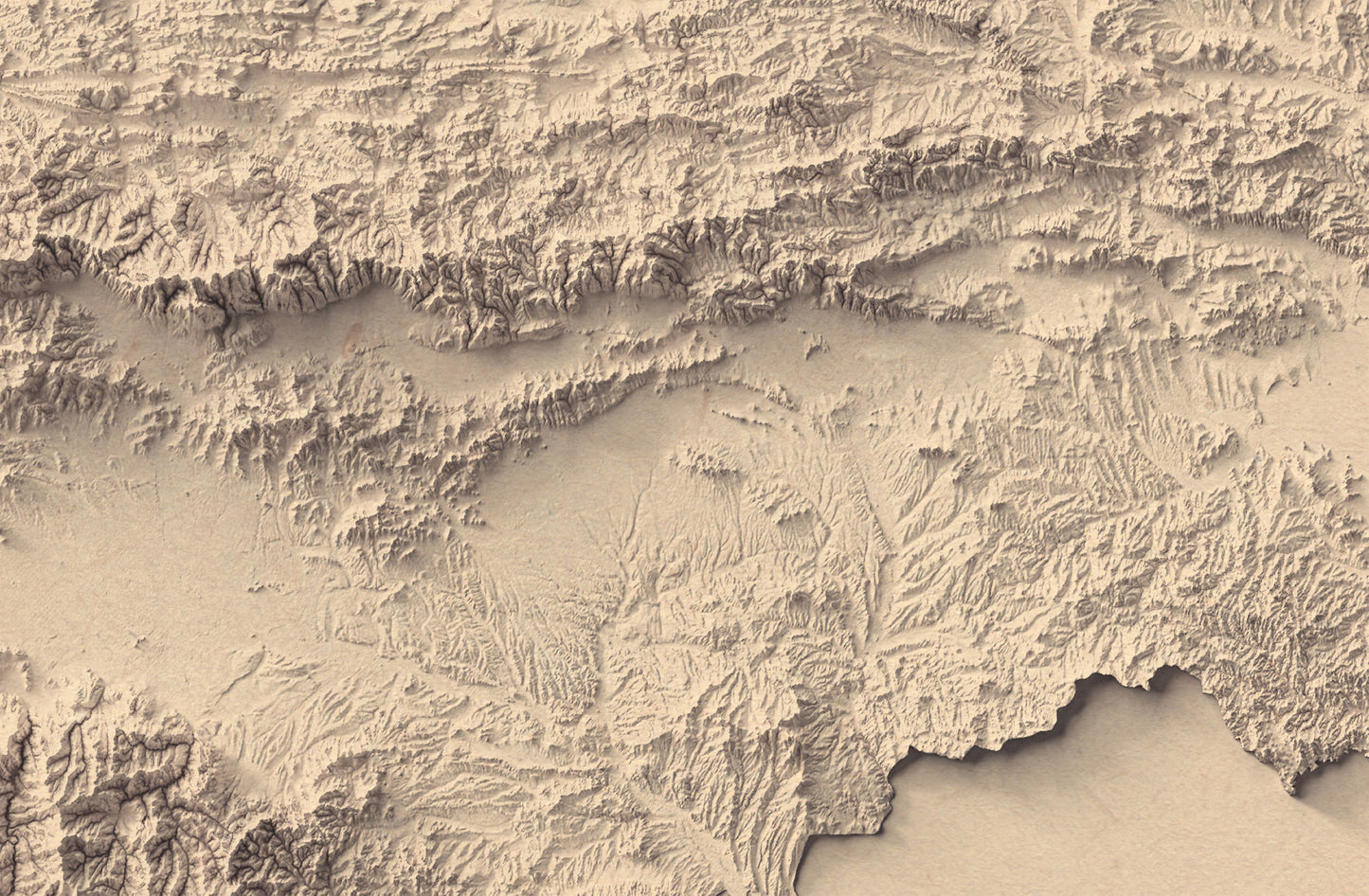 vintage shaded relief map of Bulgaria