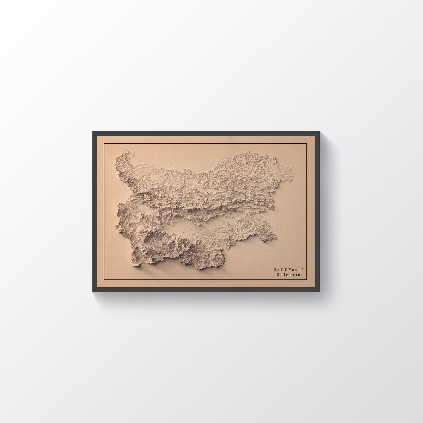 vintage shaded relief map of Bulgaria