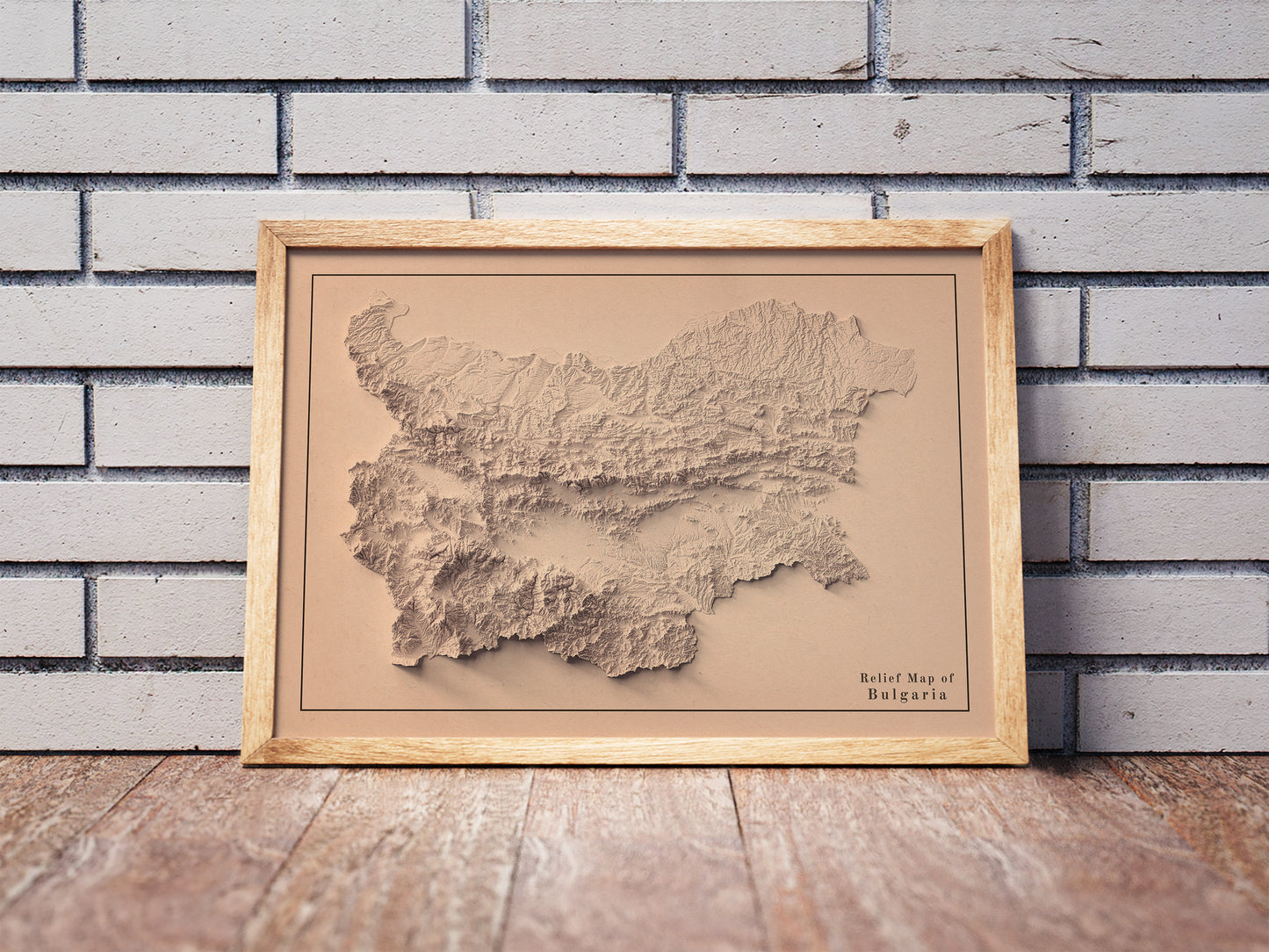 vintage shaded relief map of Bulgaria