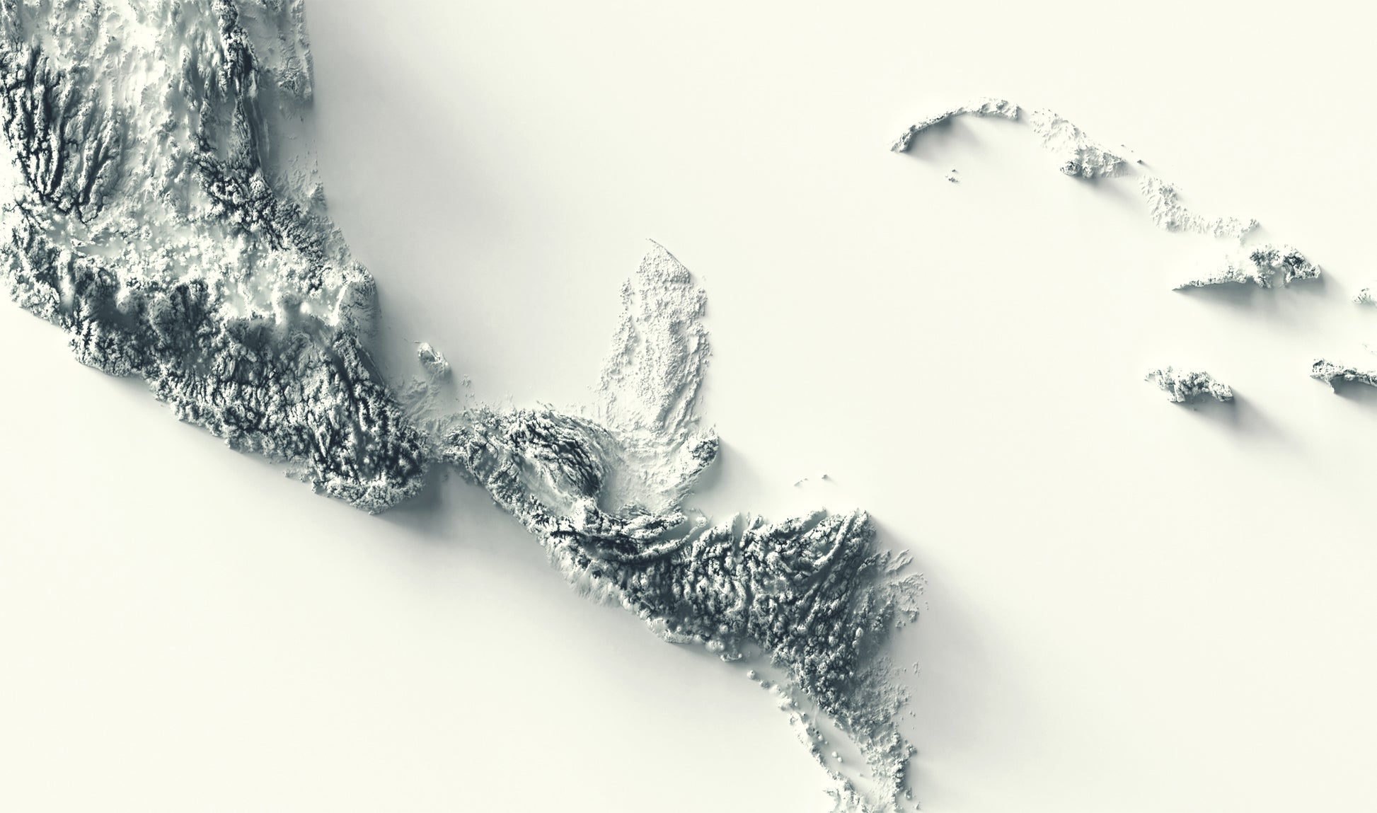 vintage shaded relief map of central america and the caribbean