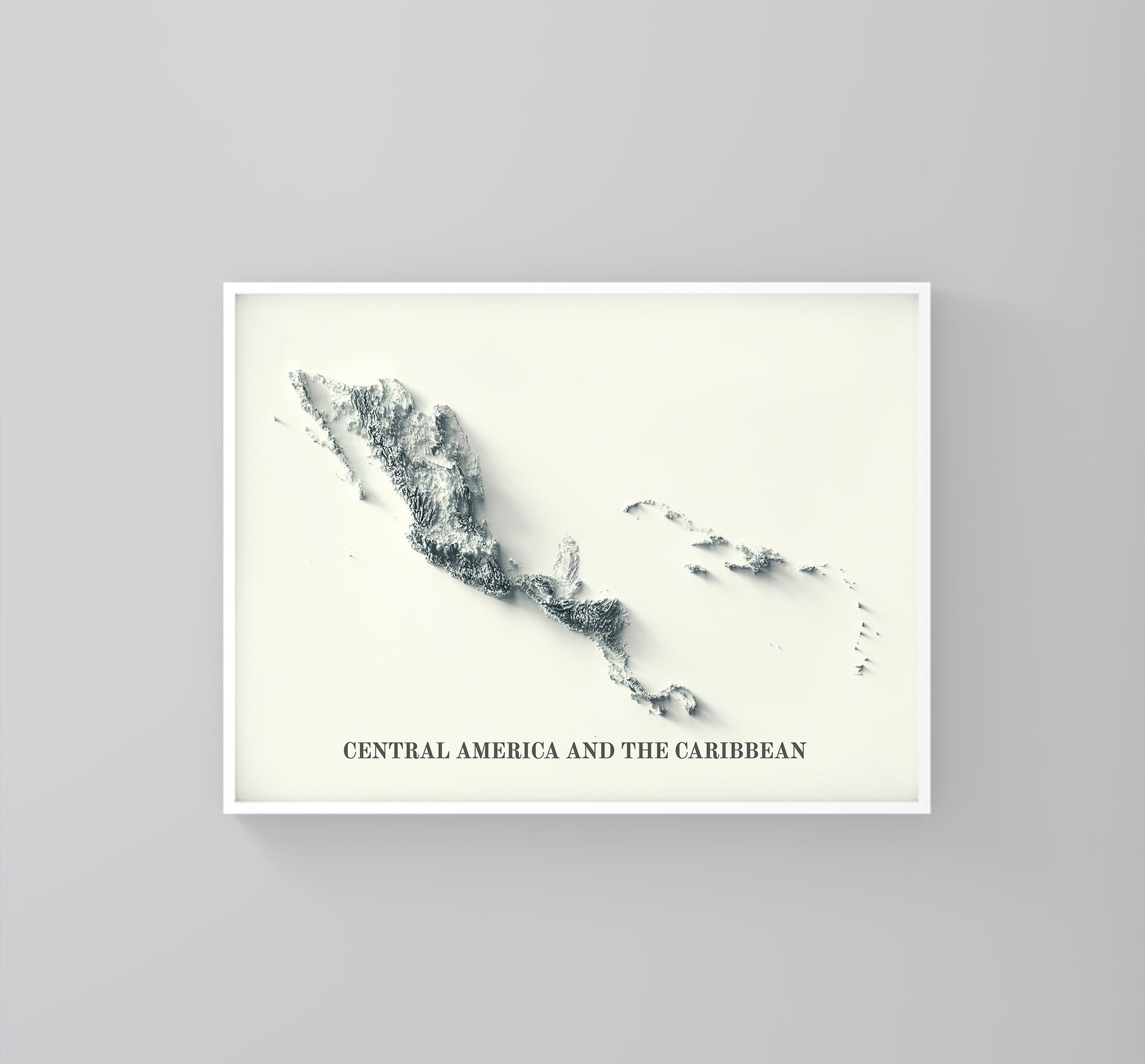 vintage shaded relief map of central america and the caribbean