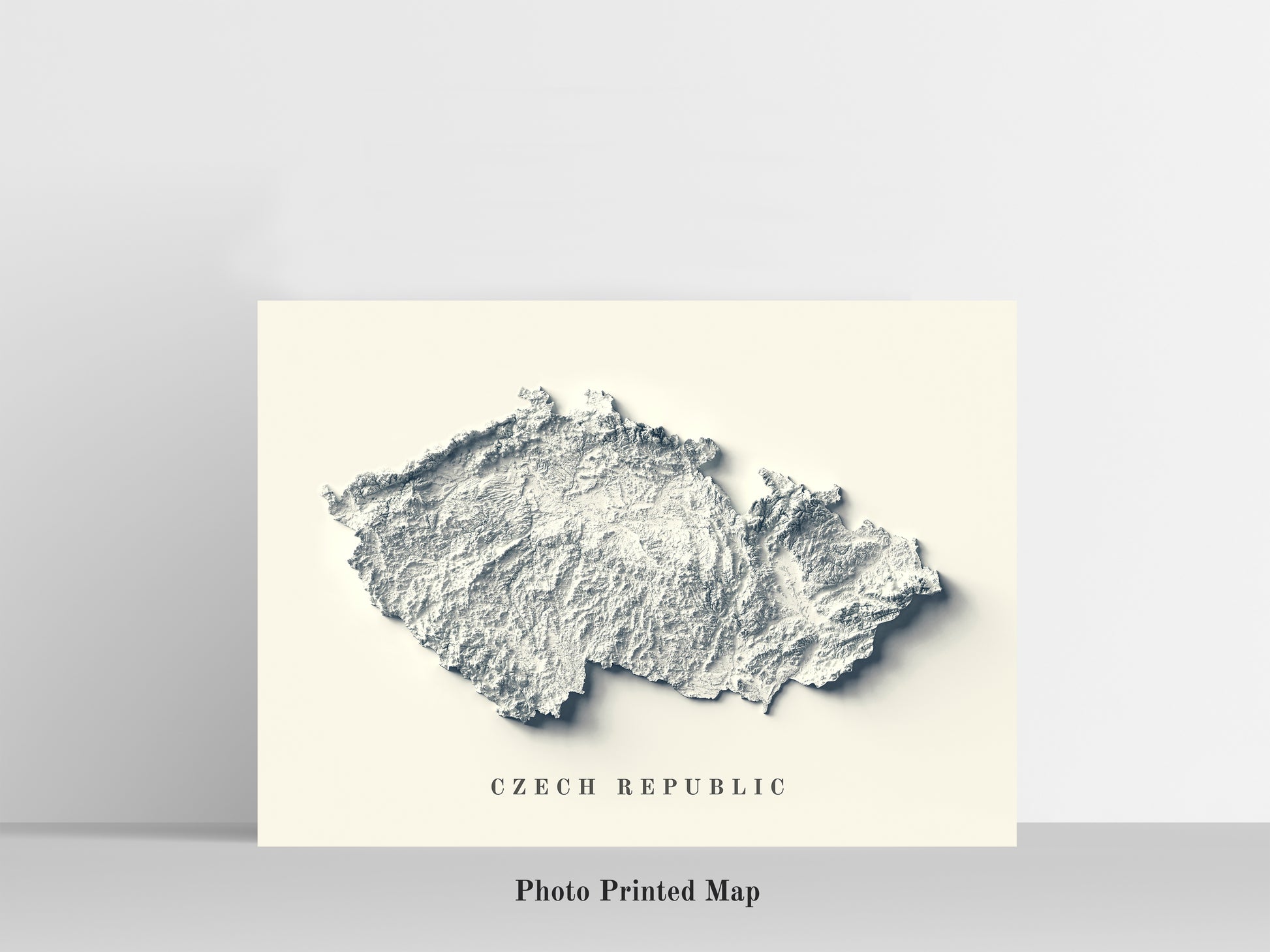 Czech Republic Shaded relief map print, highlighting topography. Ideal for home decor and geography lovers