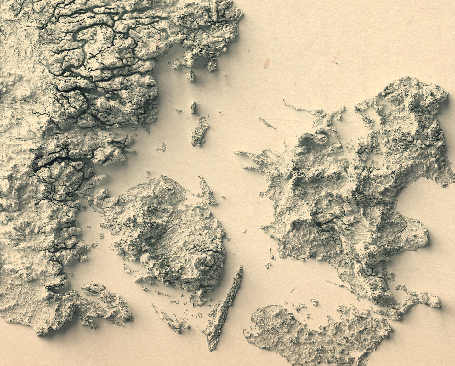 vintage shaded relief map of Denmark