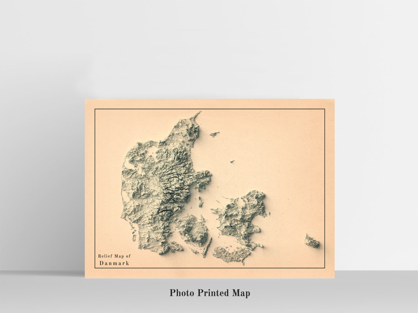 vintage shaded relief map of Denmark